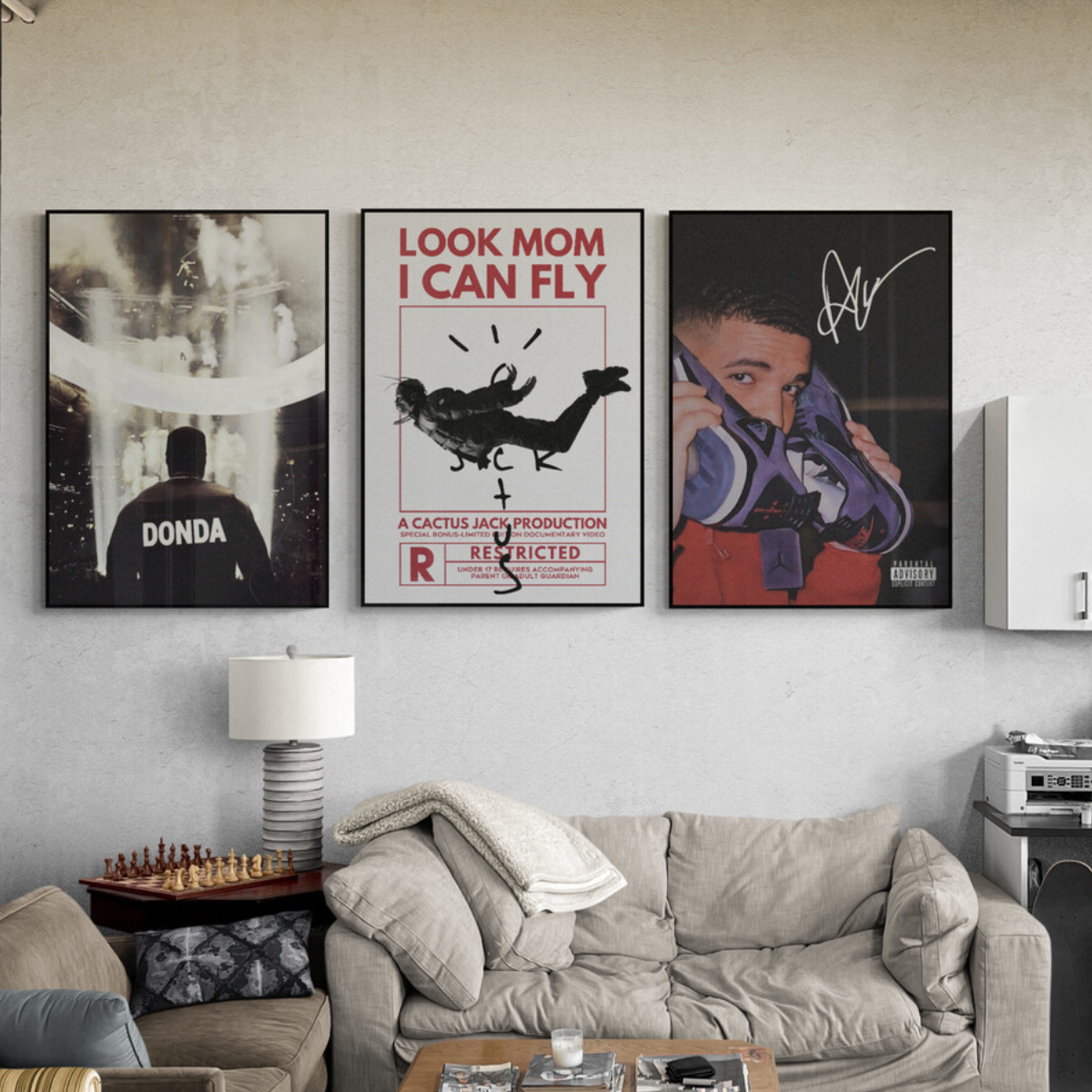 Kanye West Donda, Travis Scott & Drake Rap US Posters in Living Room – PostersBase