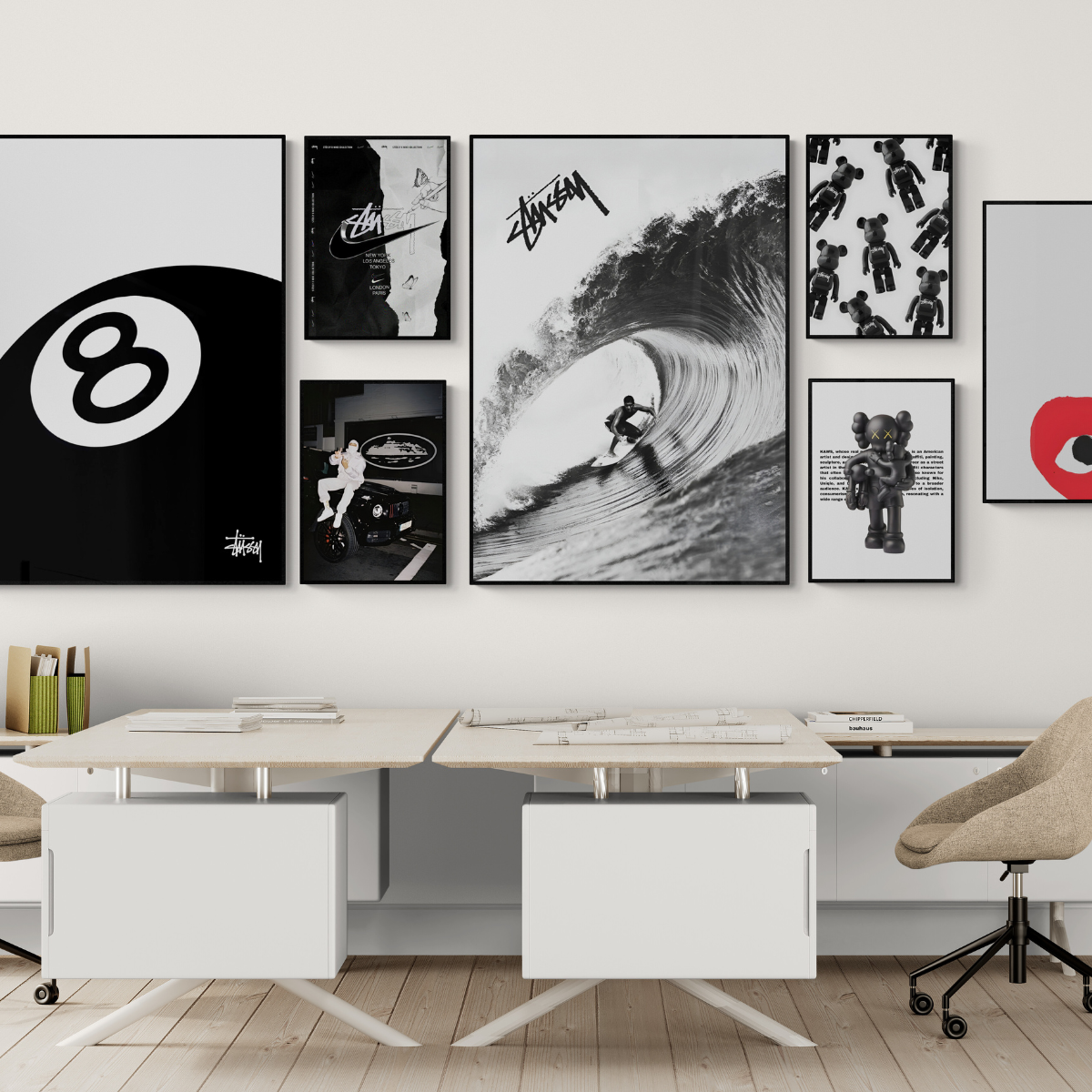 Streetwear Posters featuring Stussy, Nike, KAWS, Bearbrick, and Corteiz – Urban Wall Art by Posters Base