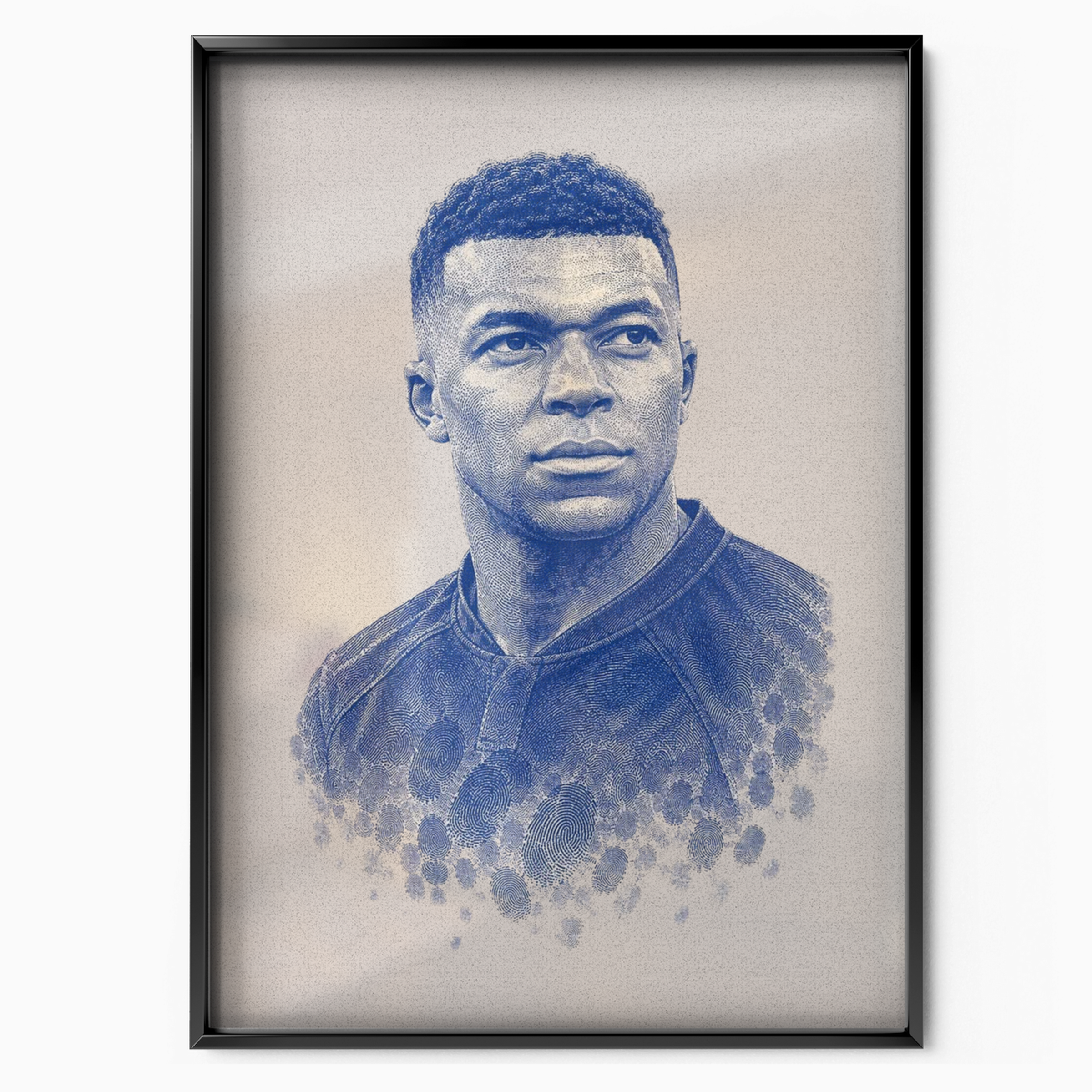 Kylian Mbappe - Blue Fingerprint Poster