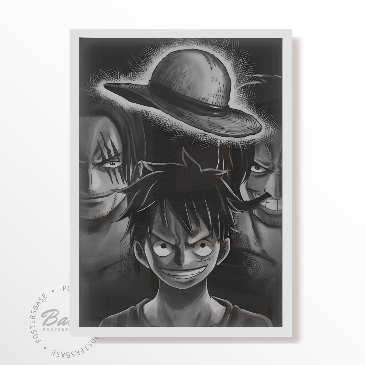 ONE PIECE LUFFY DRAW BLACK AND WHITE