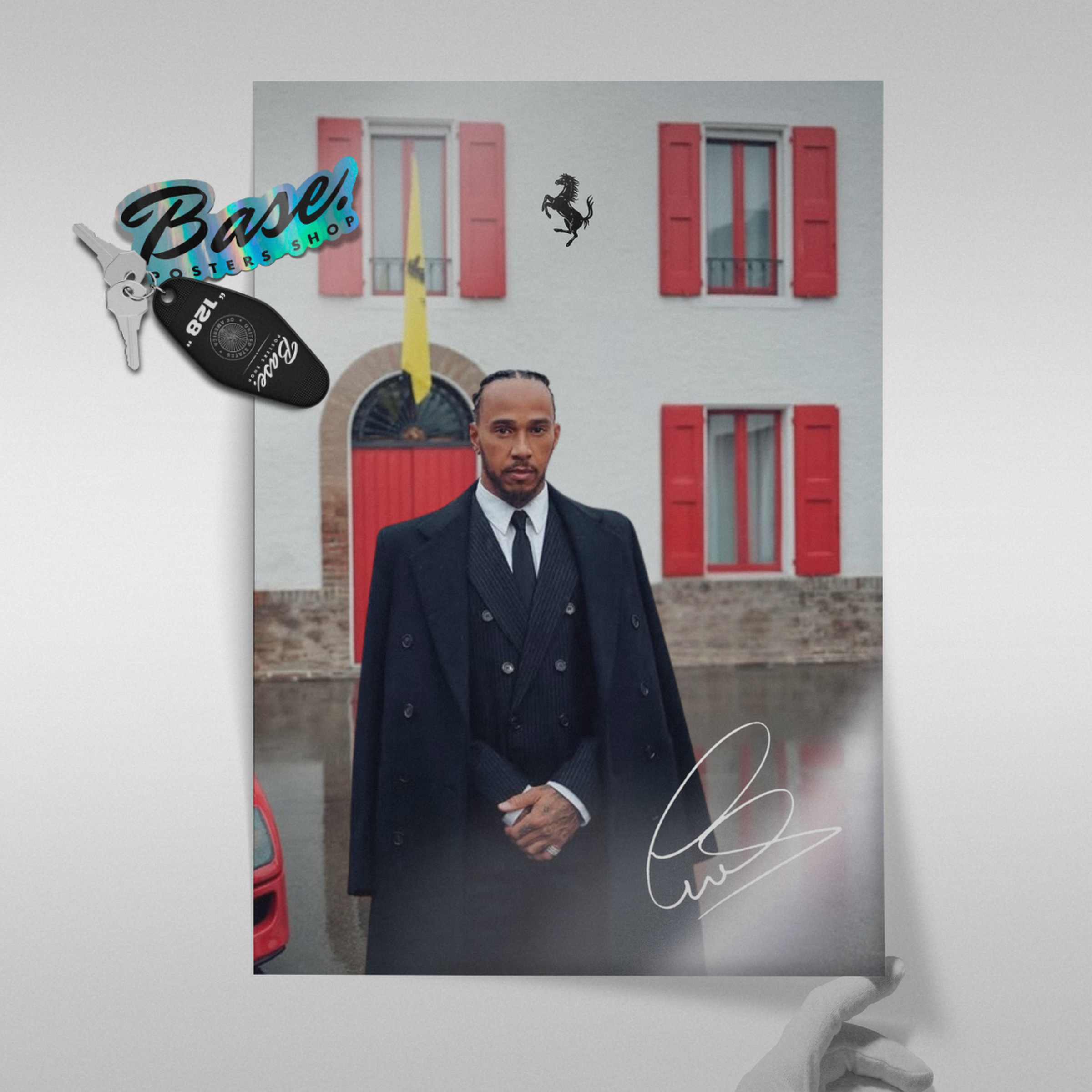 Hamilton With Ferrari Sign