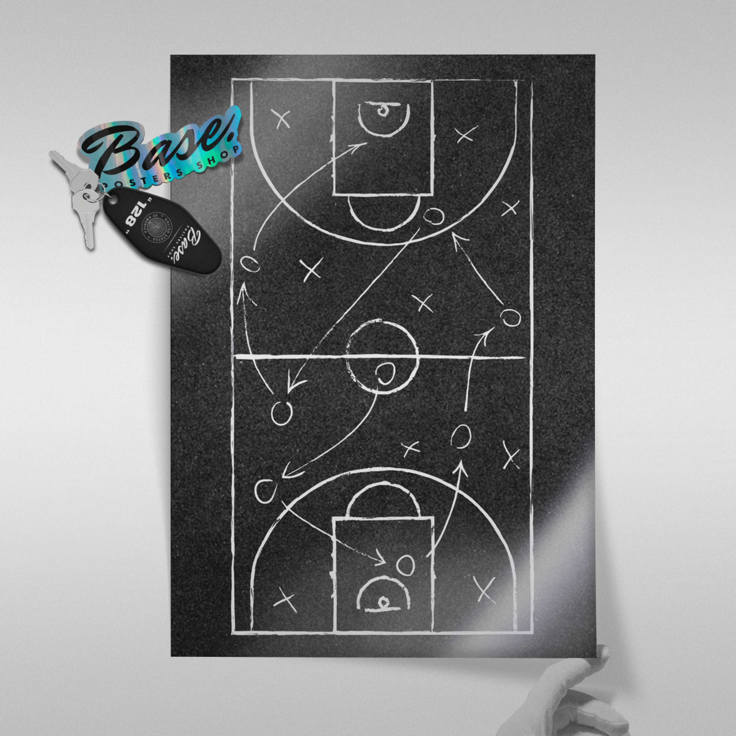 Basketball Playbook Diagram Court Tactics (chalkboard Style)