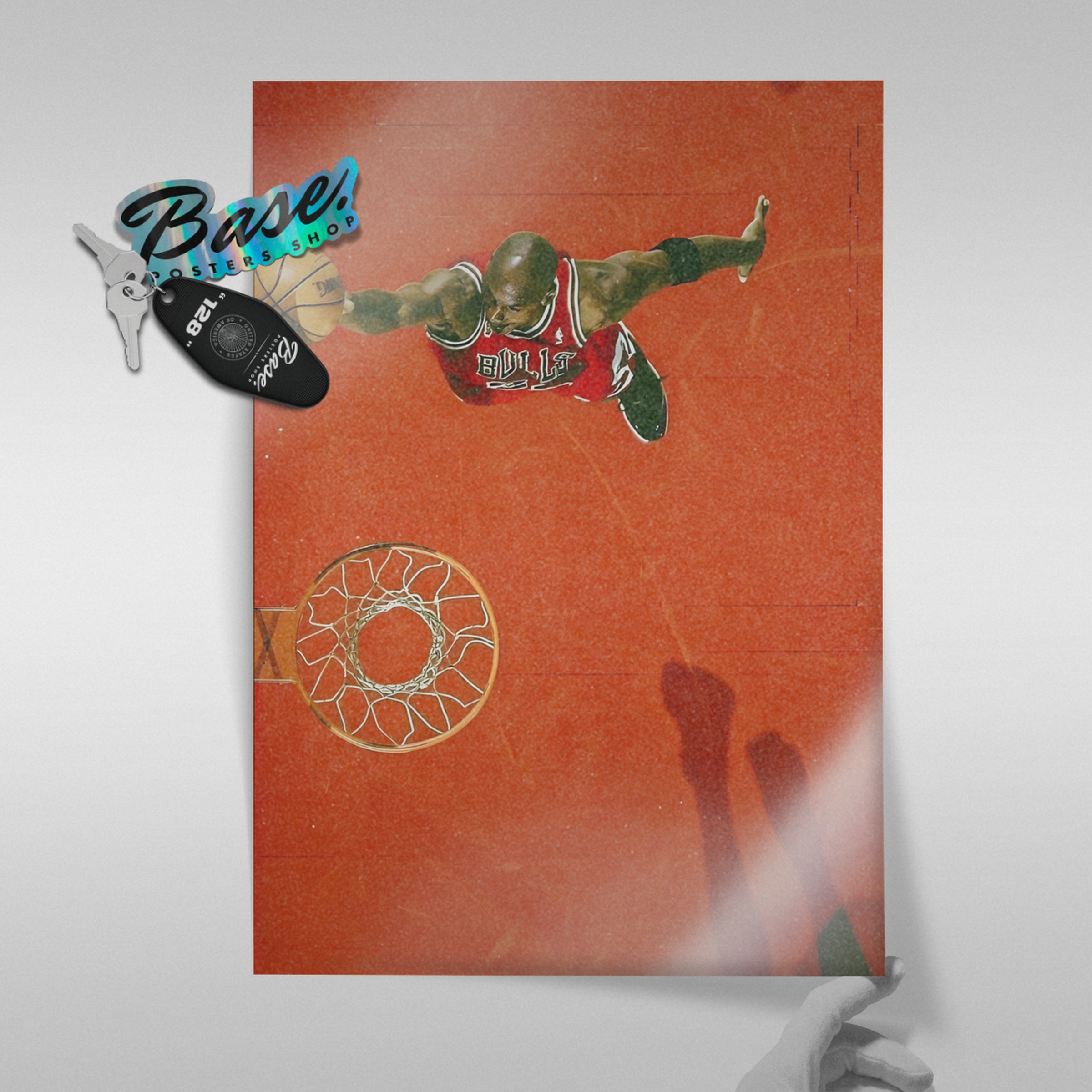 Basketball Shadow Dunk Red Minimalist