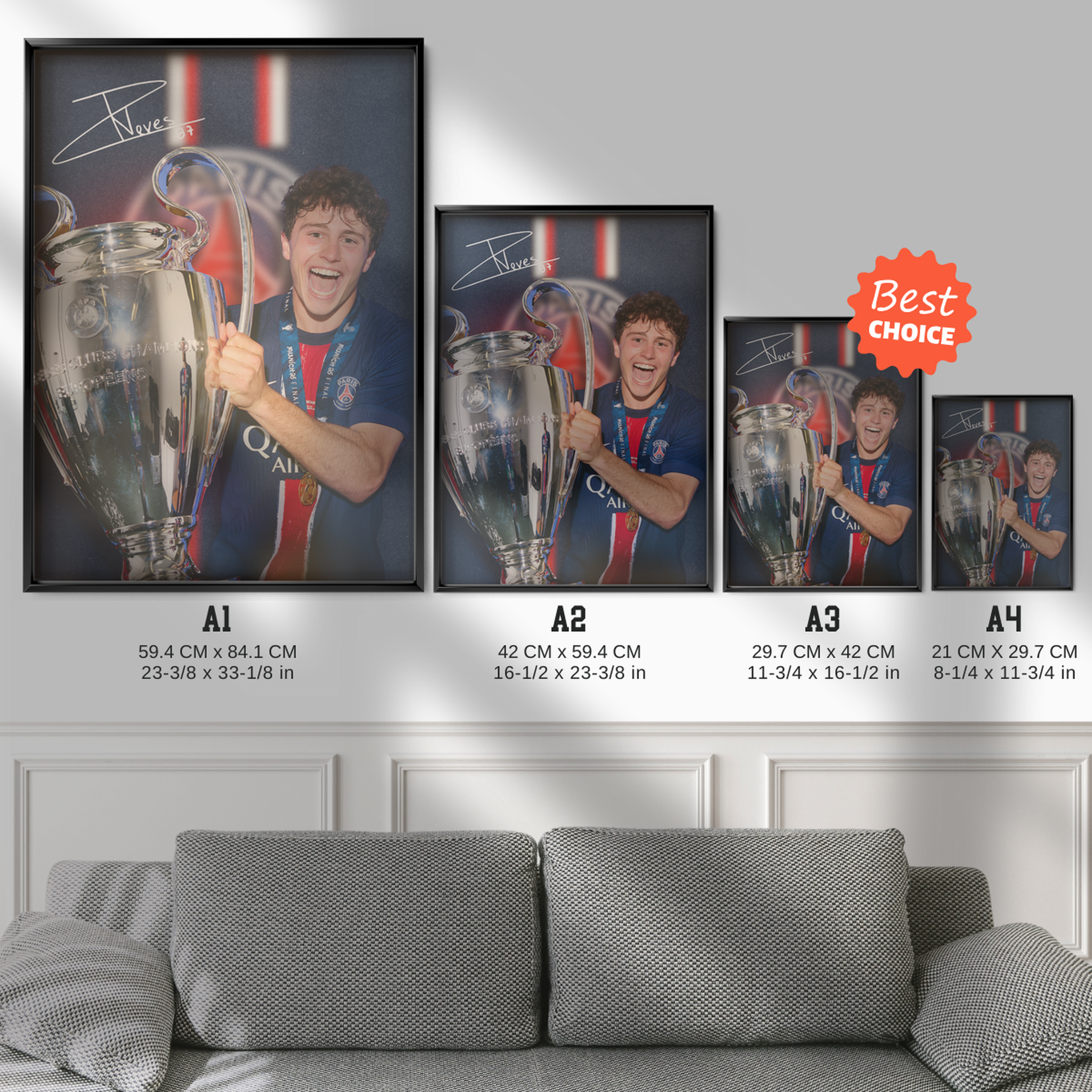 Joao Neves Champions League 2025 Trophy