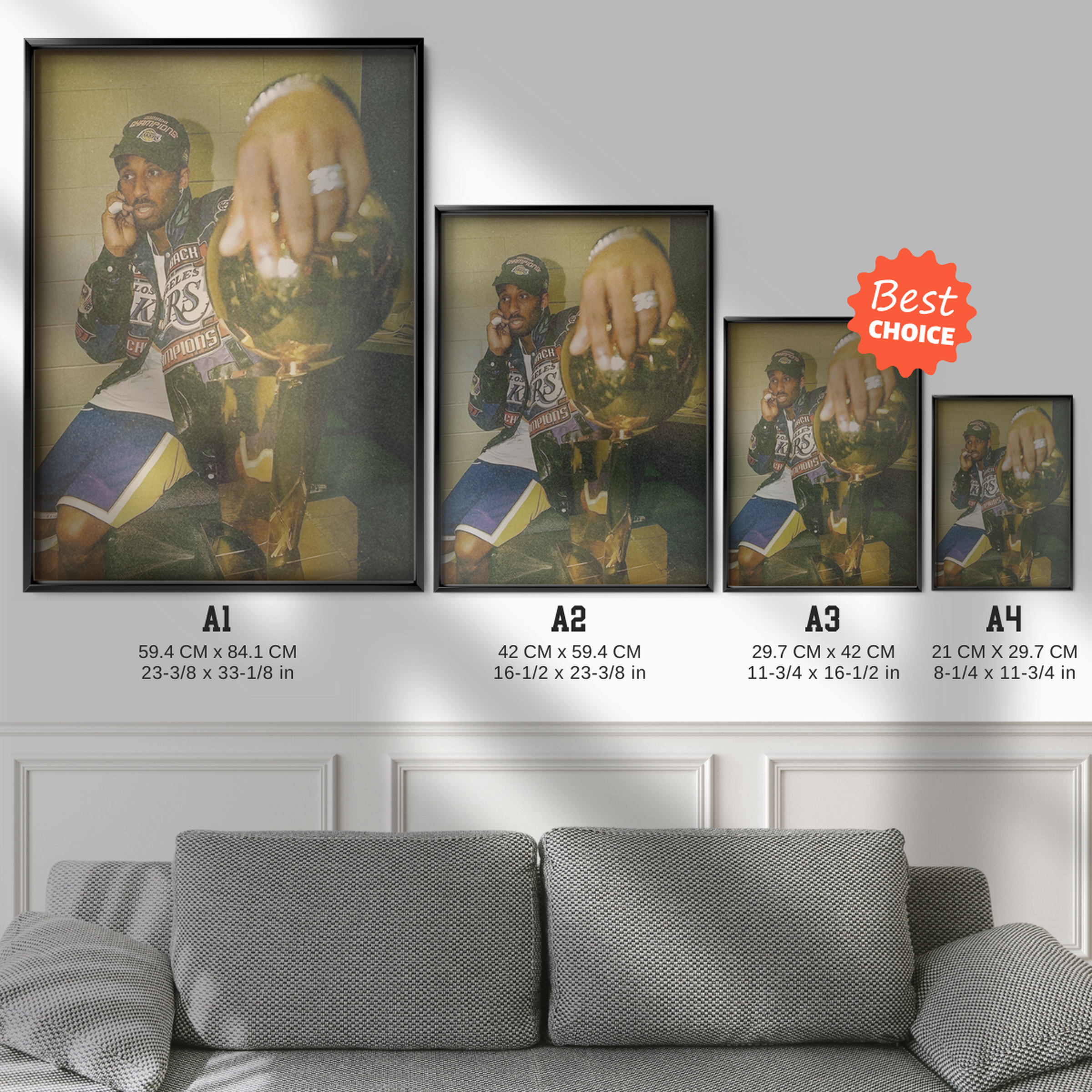 Kobe Bryant Lakers Championship Trophy Photo (locker Room)