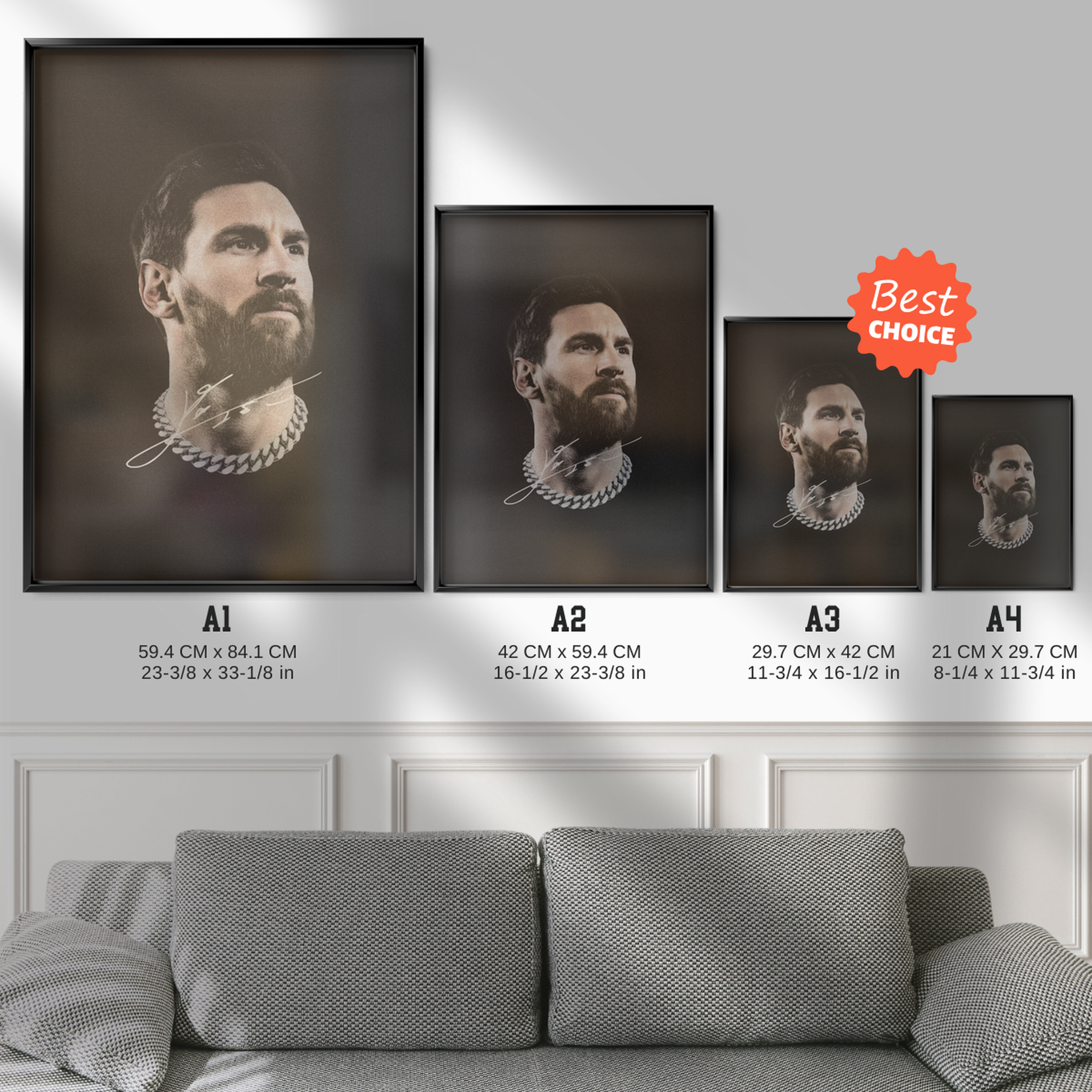 Lionel Messi - Chain Portrait Poster
