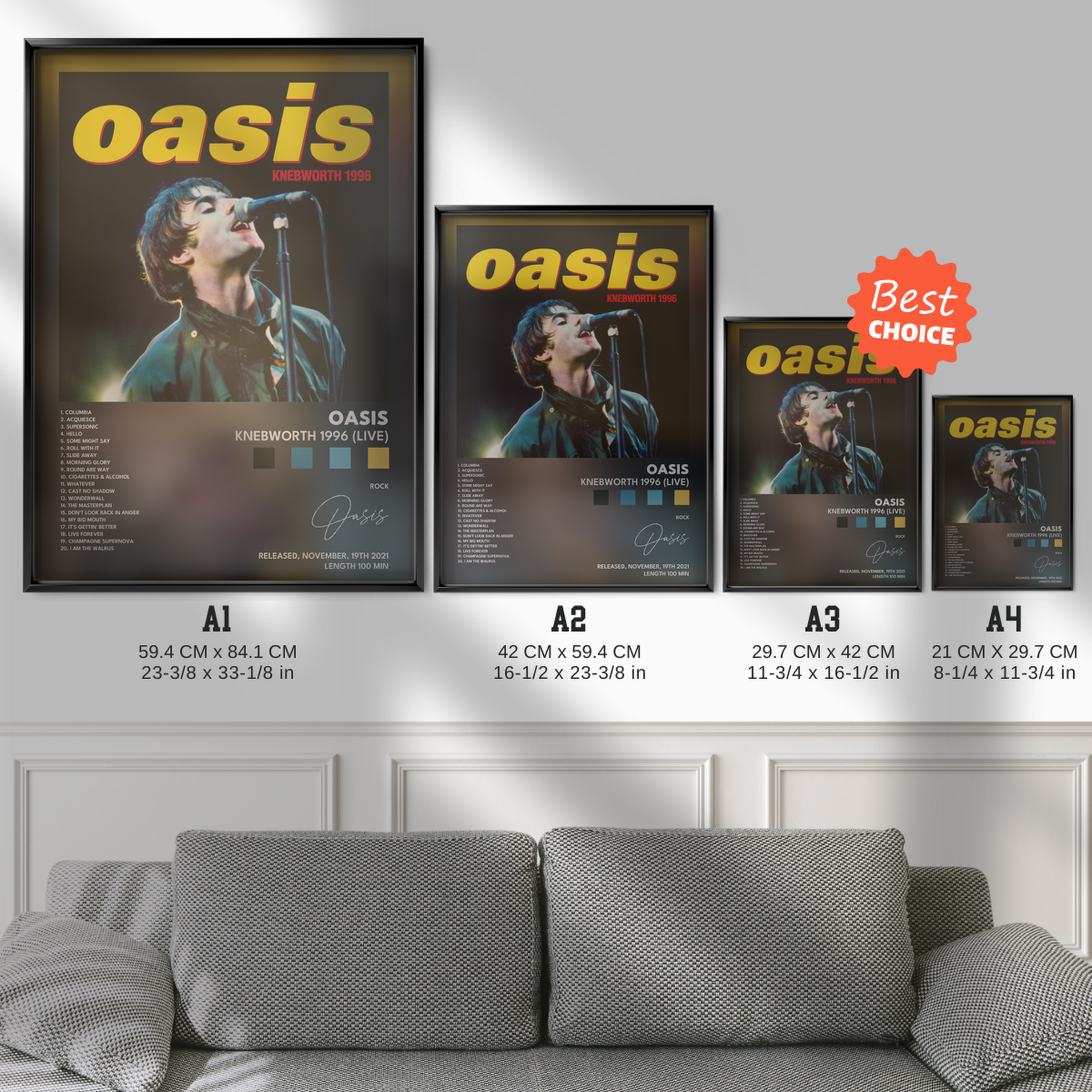 oasis Knebworth 1996 Live poster