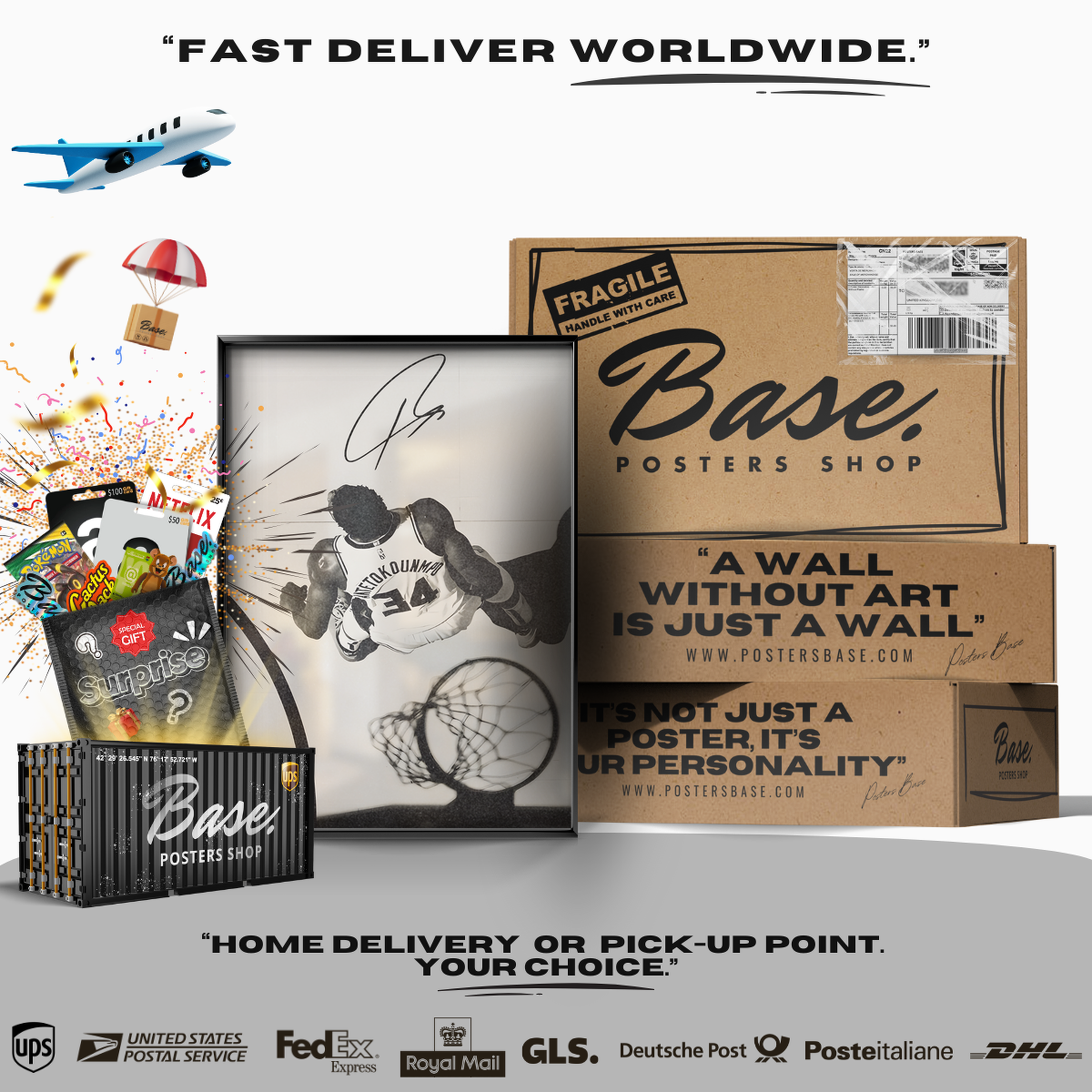 Giannis Antetokounmpo Milwaukee Bucks (#34) Overhead Dunk