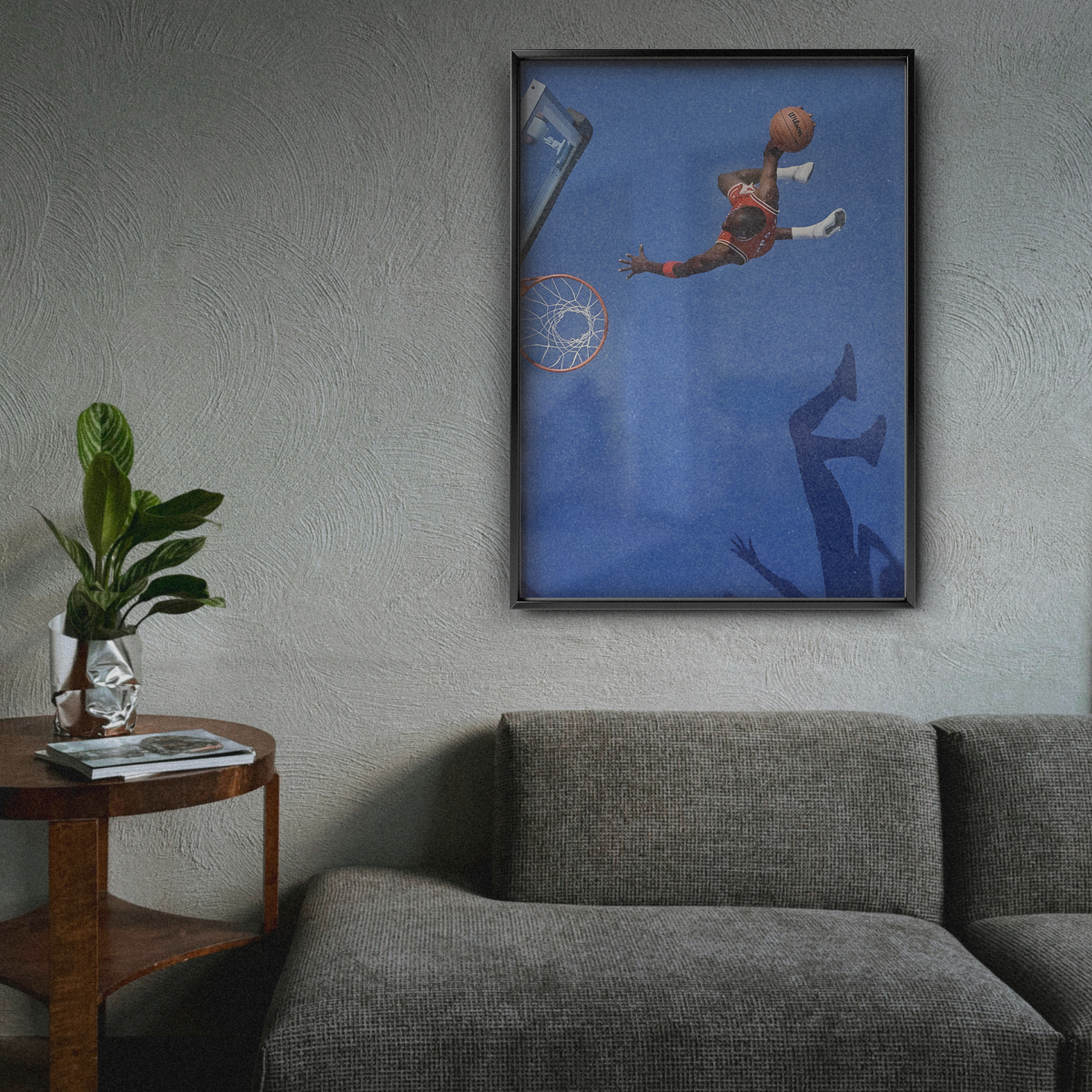 Basketball Shadow Dunk Blue Minimalist