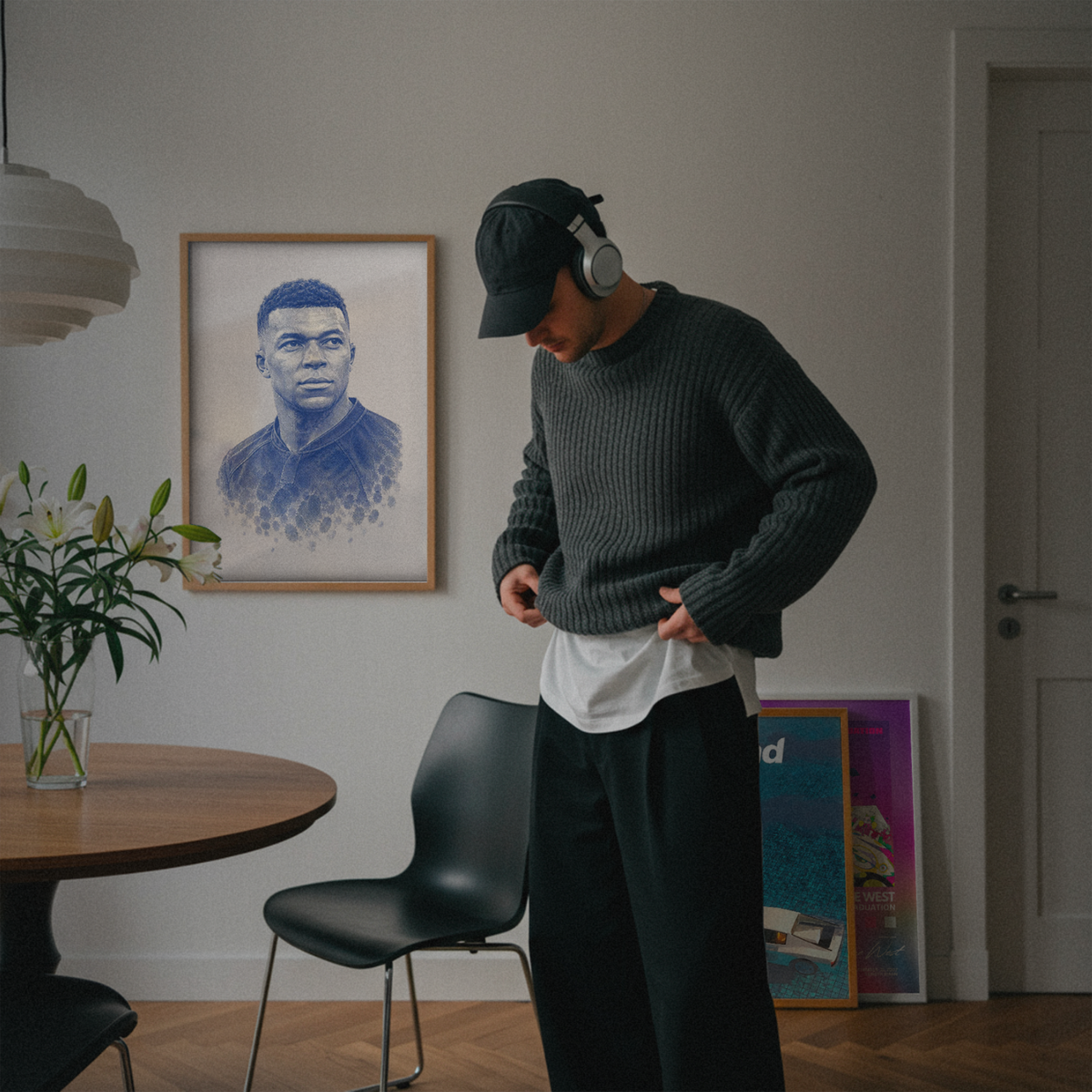 Kylian Mbappe - Blue Fingerprint Poster