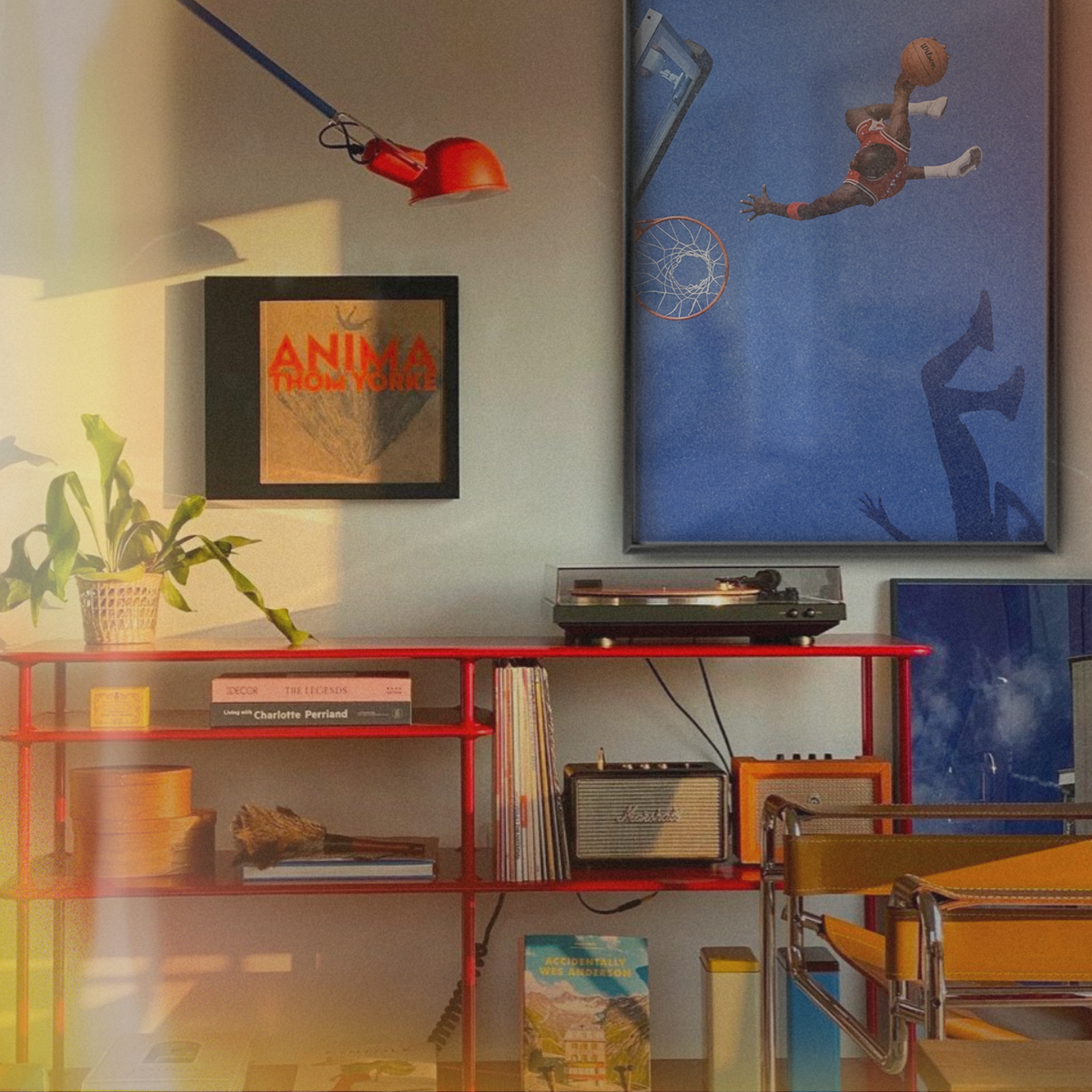 Basketball Shadow Dunk Blue Minimalist