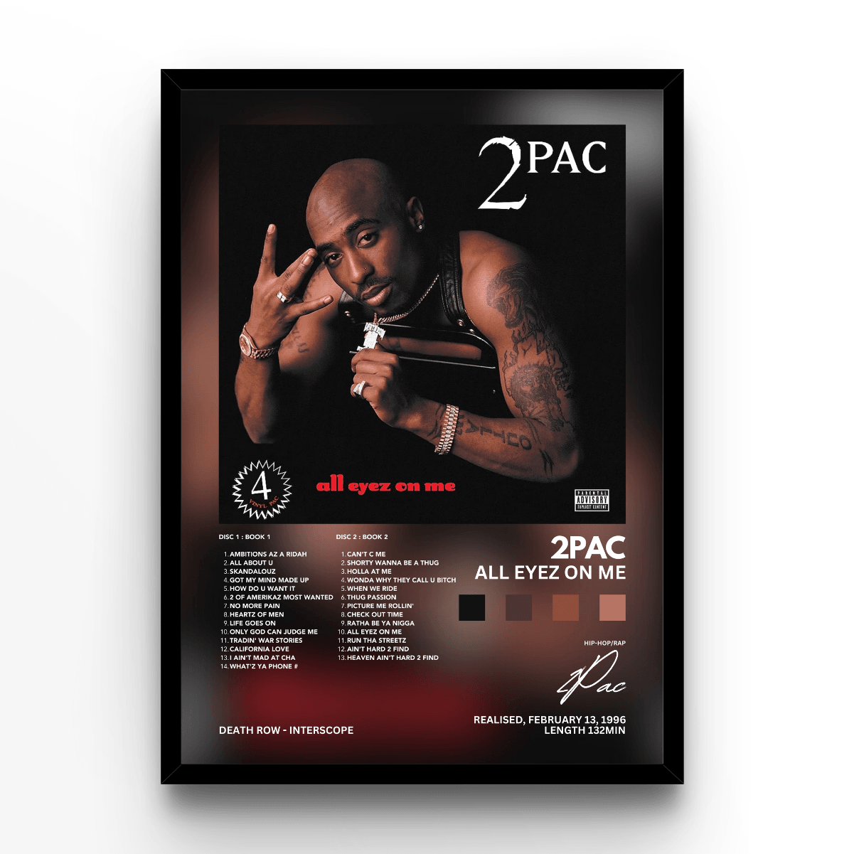2PAC All Eyez on me - A4, A3, A2 Posters Base - Poster Print Shop / Art Prints / PostersBase