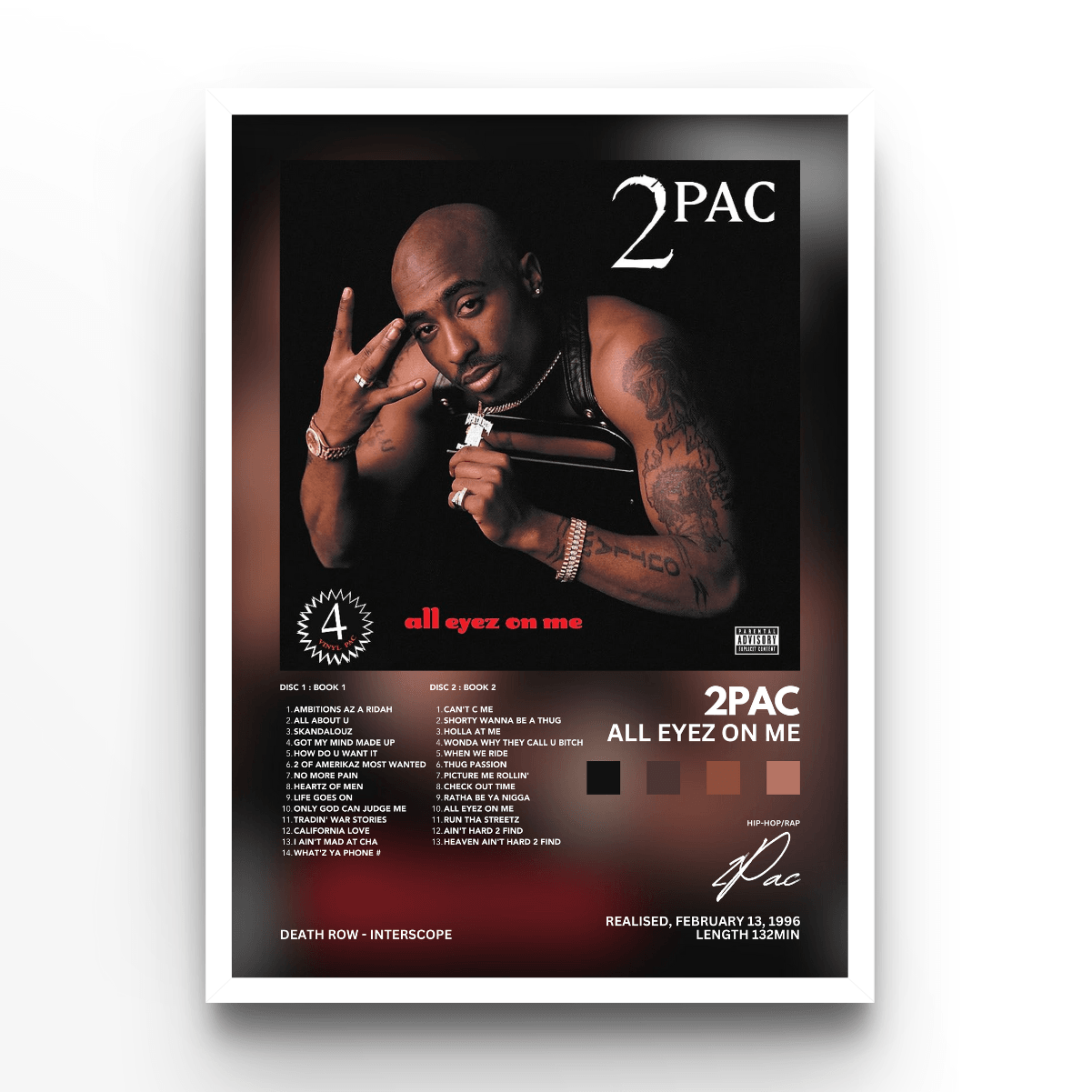 2PAC All Eyez on me - A4, A3, A2 Posters Base - Poster Print Shop / Art Prints / PostersBase