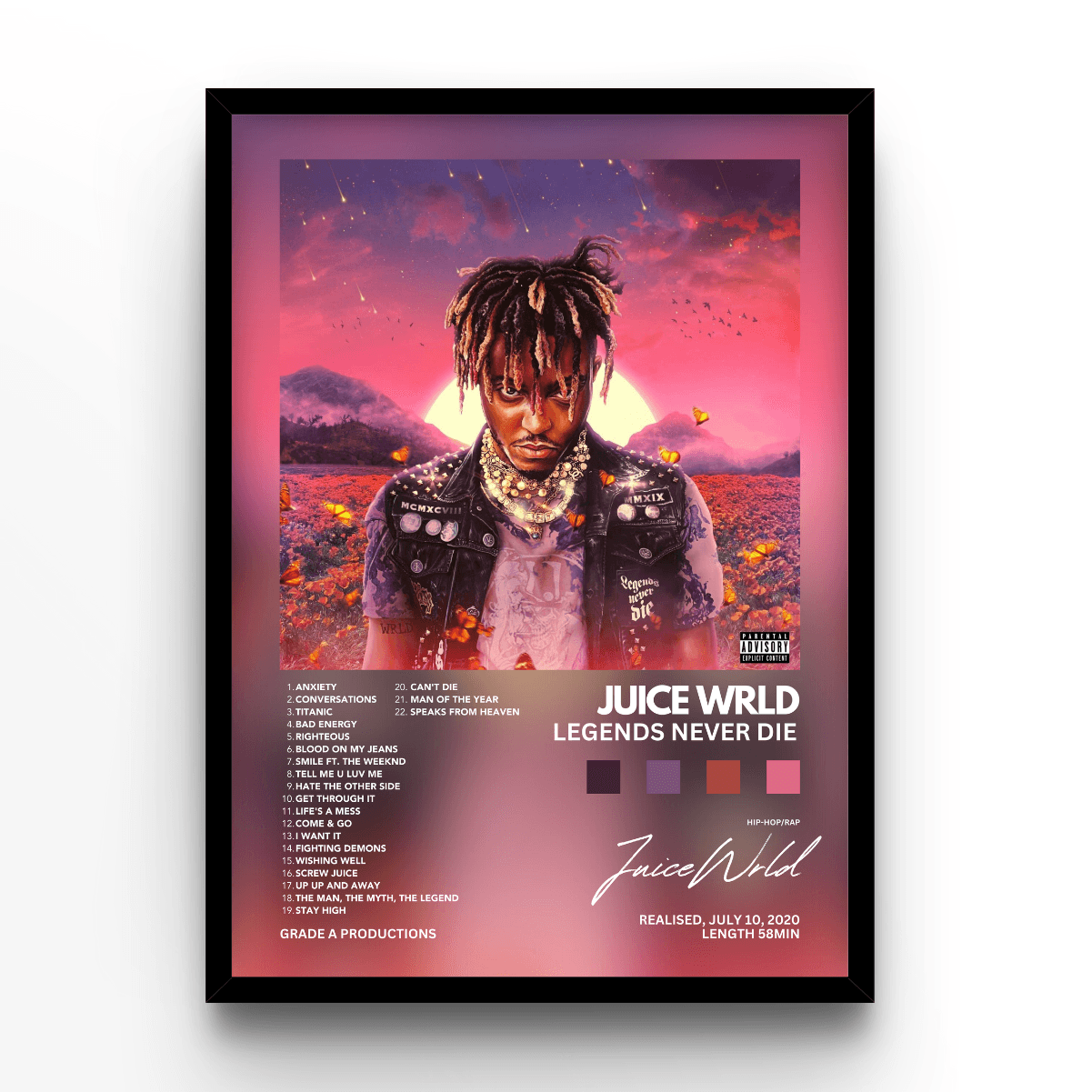 Juice Wrld Legends Never Die - A4, A3, A2 Posters Base - Poster Print Shop / Art Prints / PostersBase