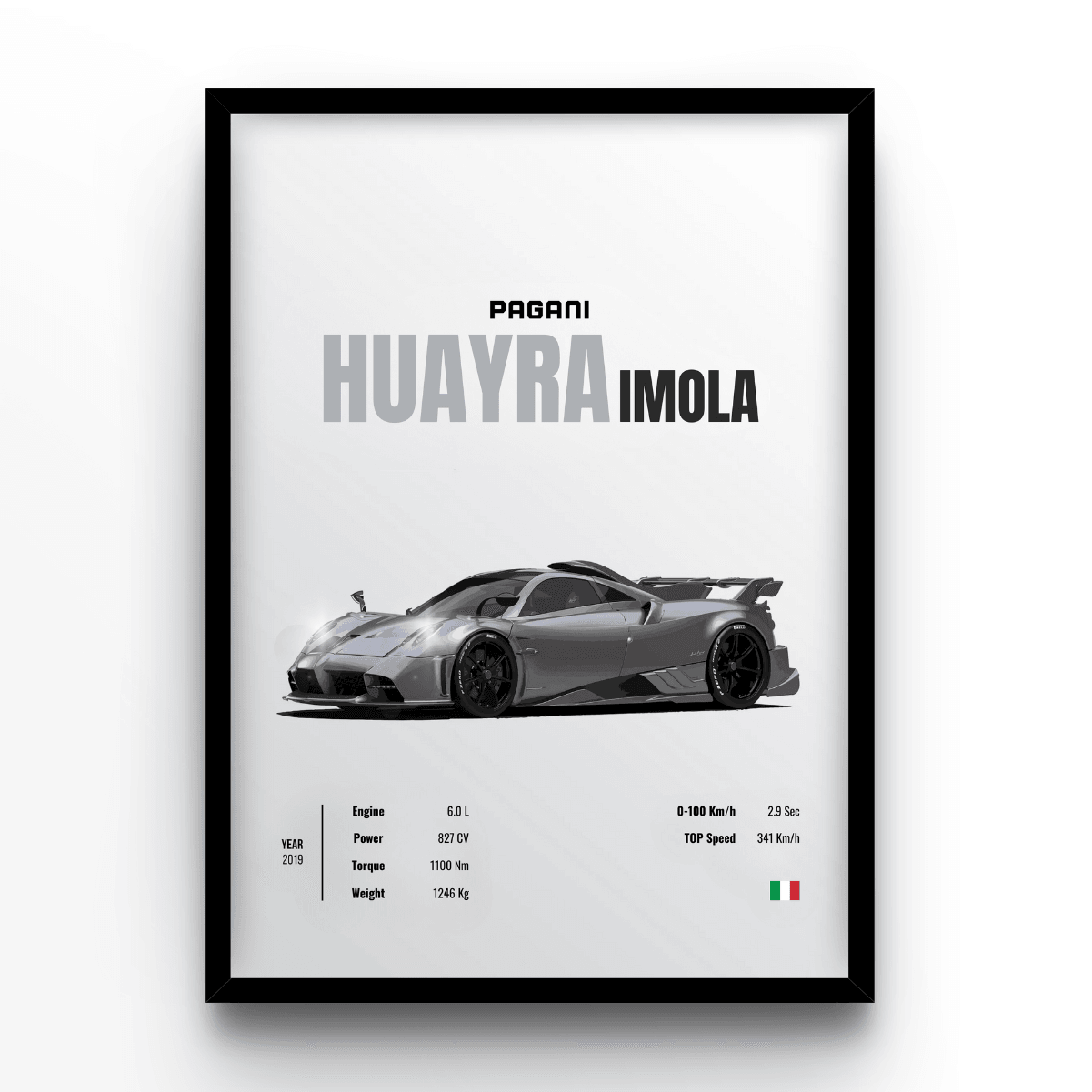 Pagani Huayra Imola - A4, A3, A2 Posters Base - Poster Print Shop / Art Prints / PostersBase