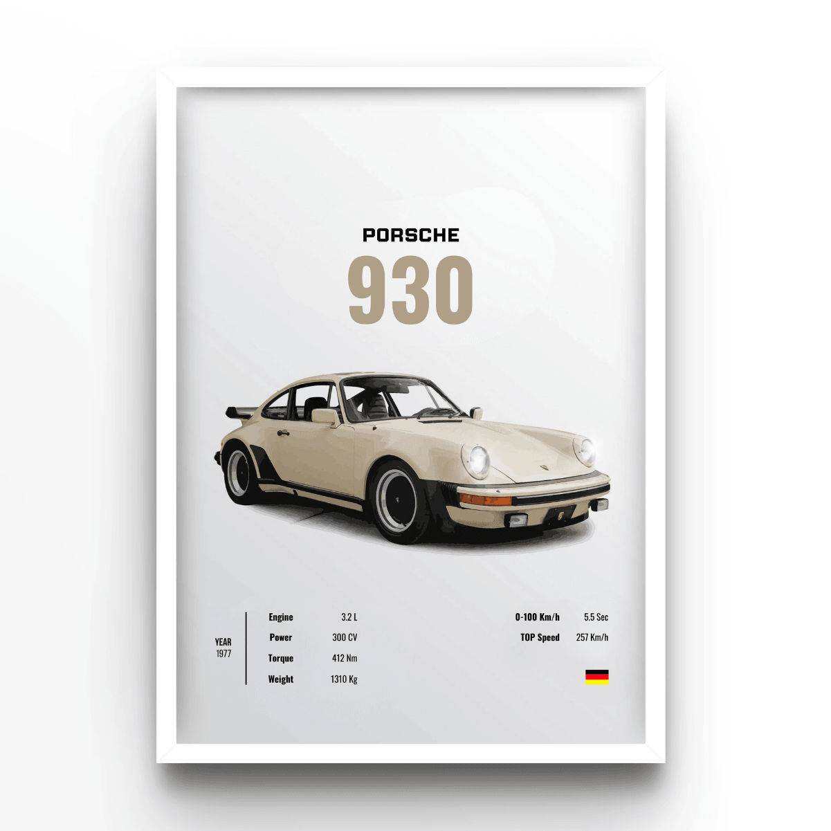 Porsche 930 - A4, A3, A2 Posters Base - Poster Print Shop / Art Prints / PostersBase