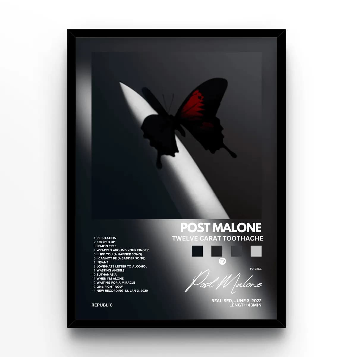Post Malone Twelve Carat Toothache - A4, A3, A2 Posters Base - Poster Print Shop / Art Prints / PostersBase
