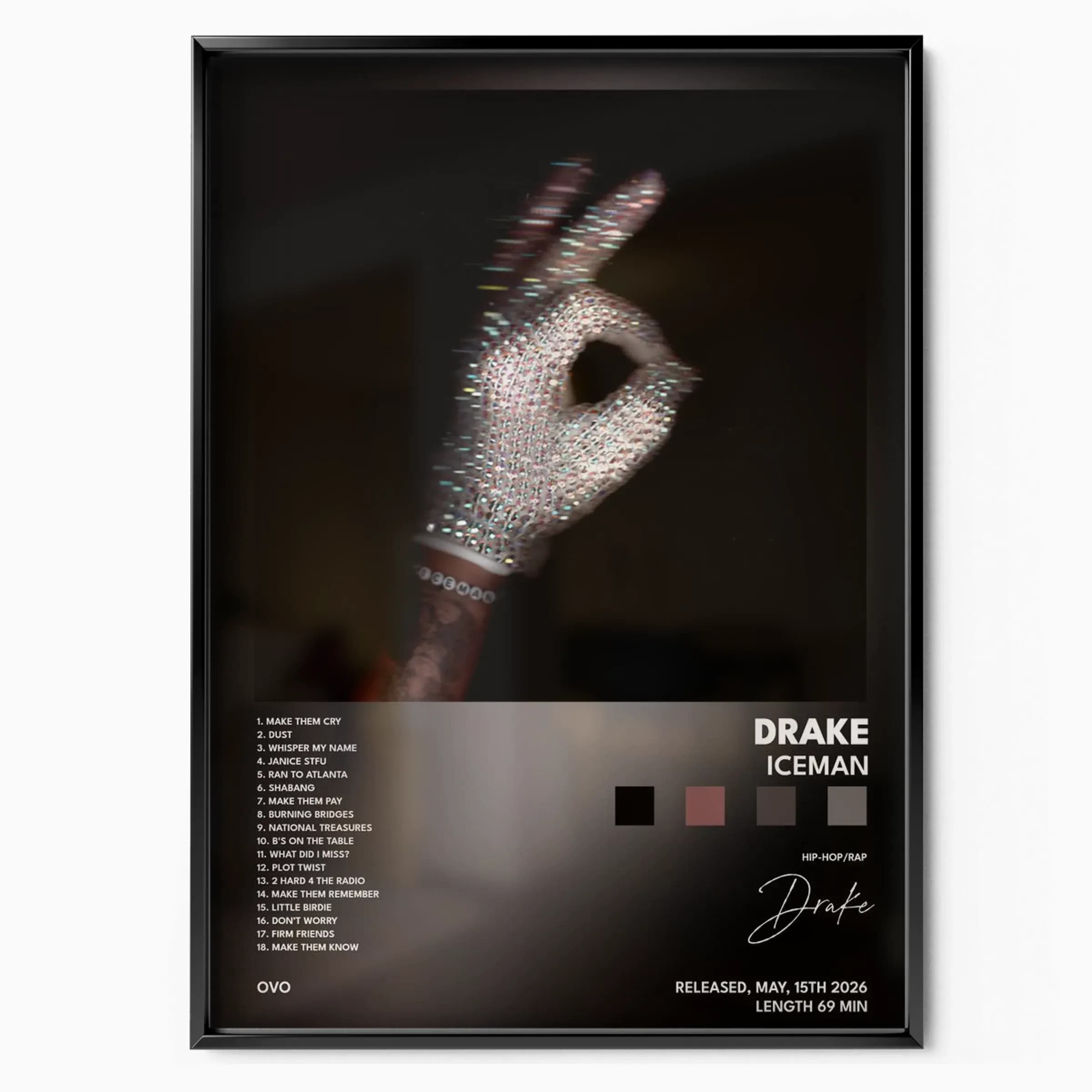 Drake ICEMAN poster in black frame, Posters Base official poster shop