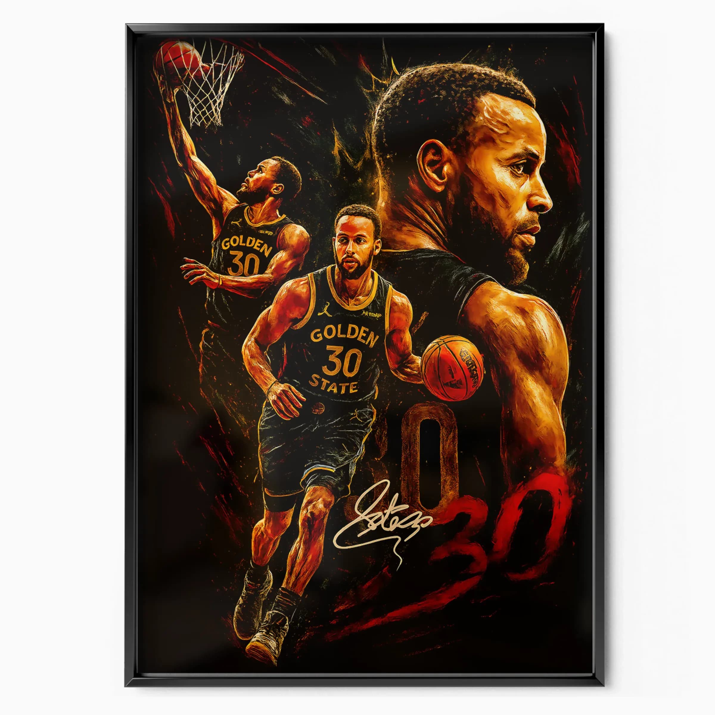 Stephen Curry Poster Golden State poster in black frame — Posters Base official poster shop