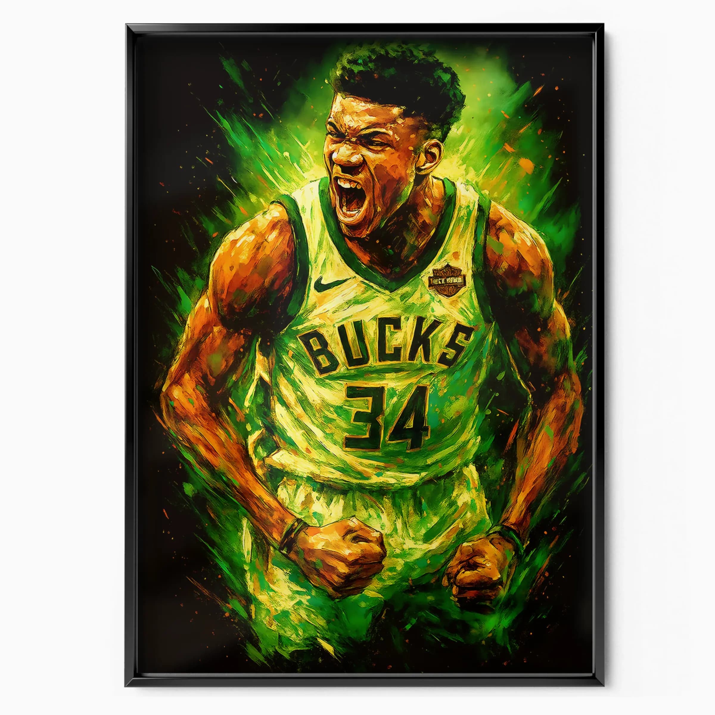 Giannis Antetokounmpo Poster Greek Freak poster in black frame — Posters Base official poster shop