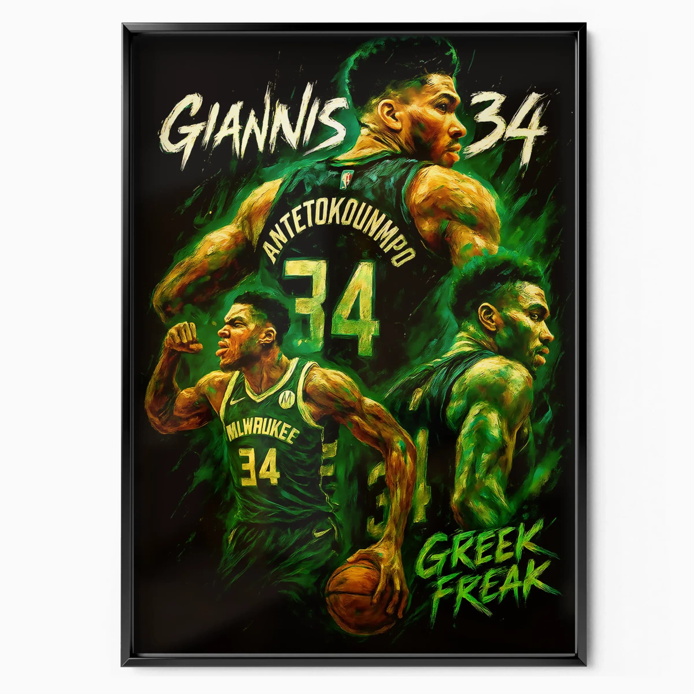 Giannis Antetokounmpo Poster Milwaukee poster in black frame — Posters Base official poster shop