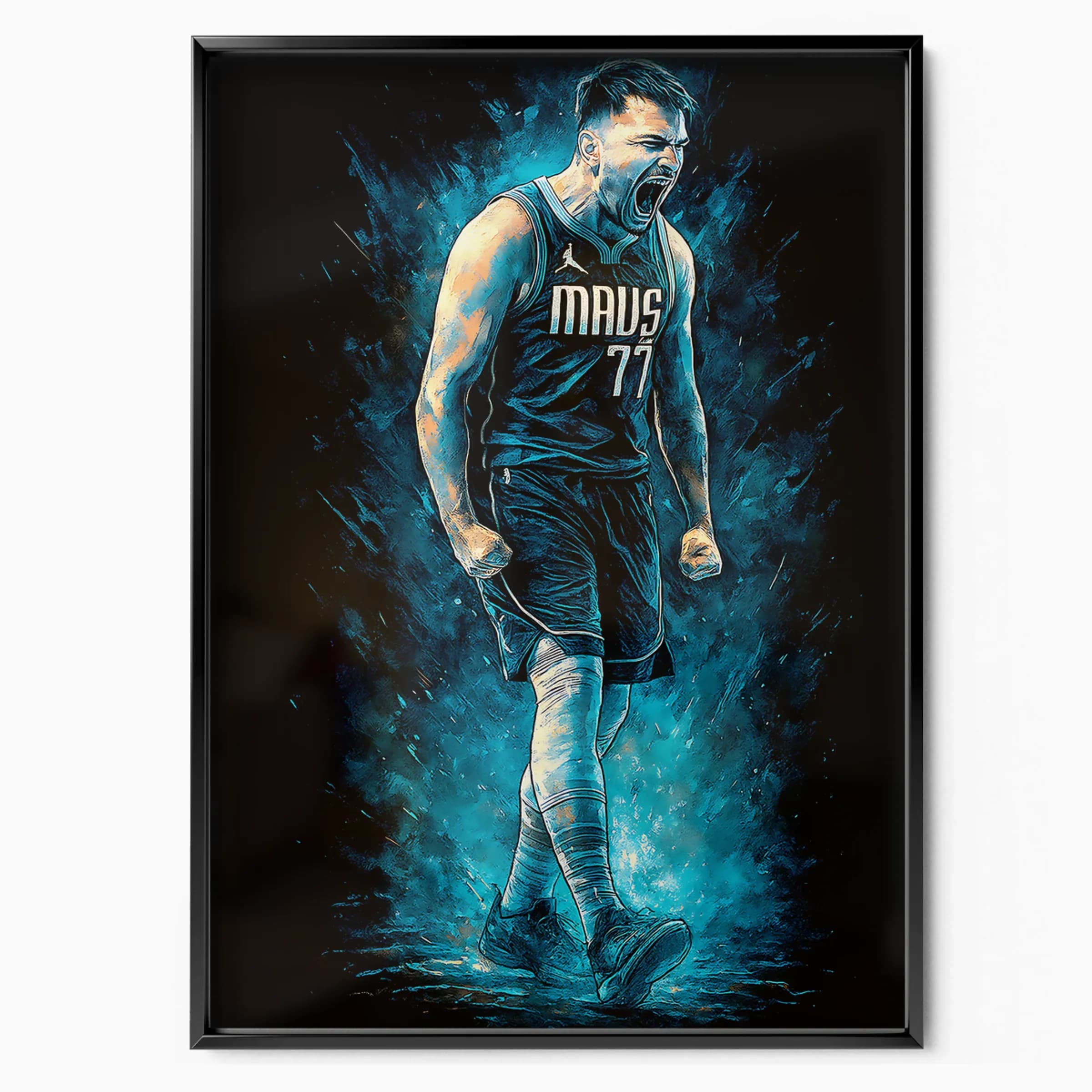 Luka Doncic Poster Mavs Roar poster in black frame — Posters Base official poster shop