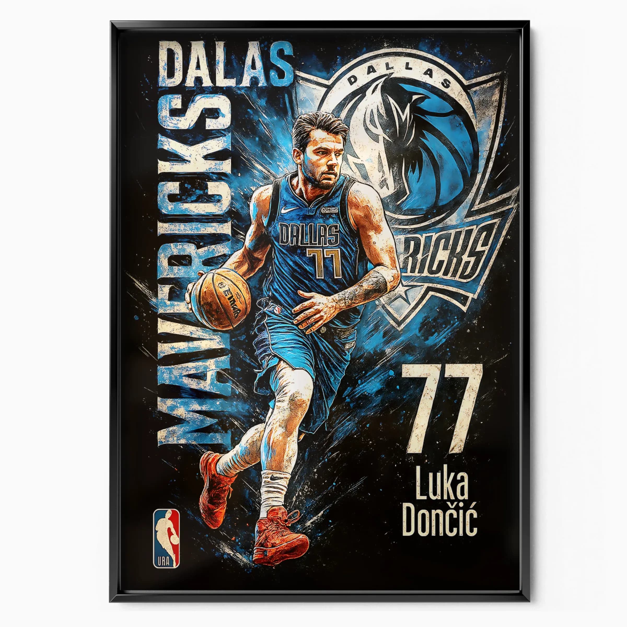 Luka Doncic Poster Dallas Mavericks poster in black frame — Posters Base official poster shop