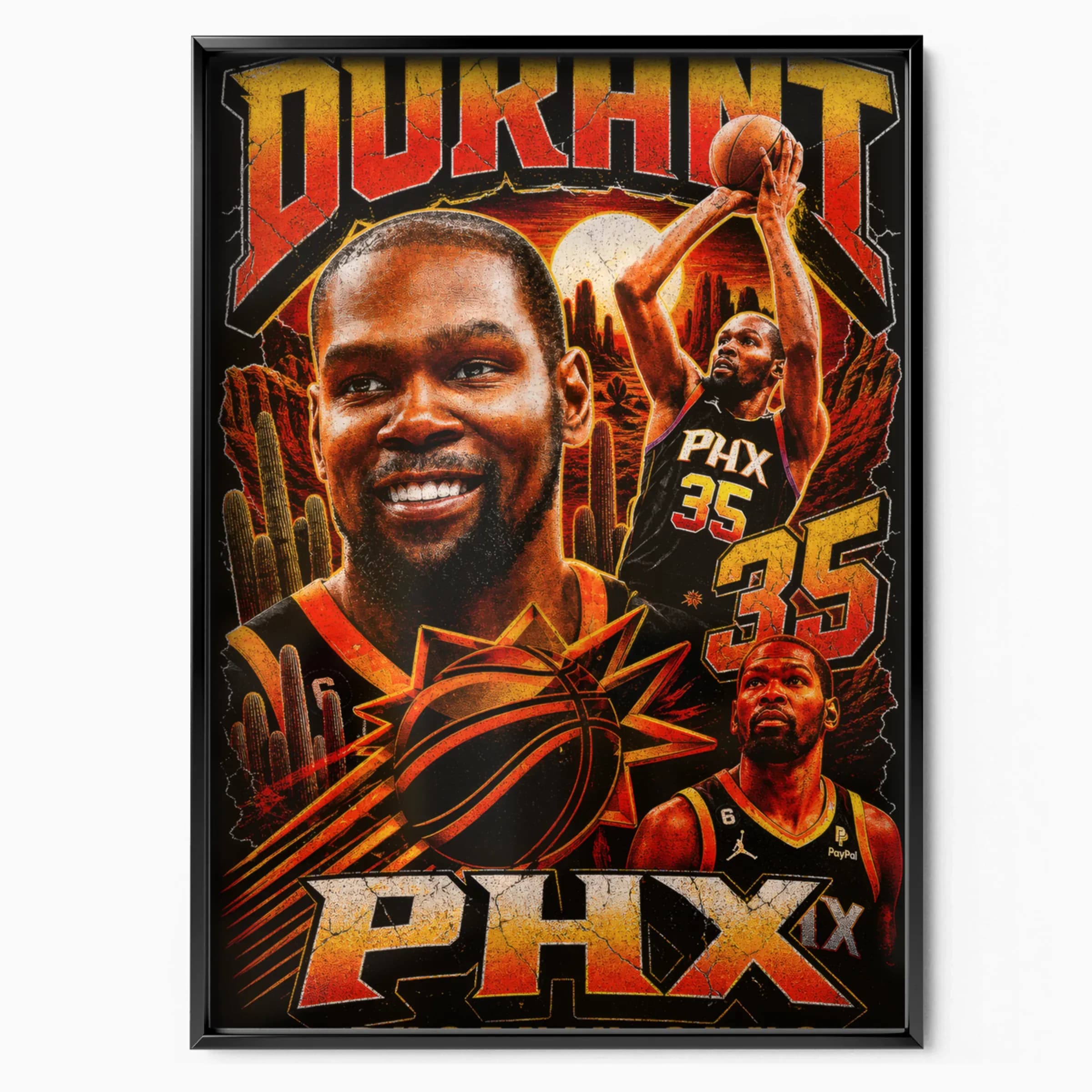 Kevin Durant Poster Phoenix Suns Bootleg poster in black frame — Posters Base official poster shop