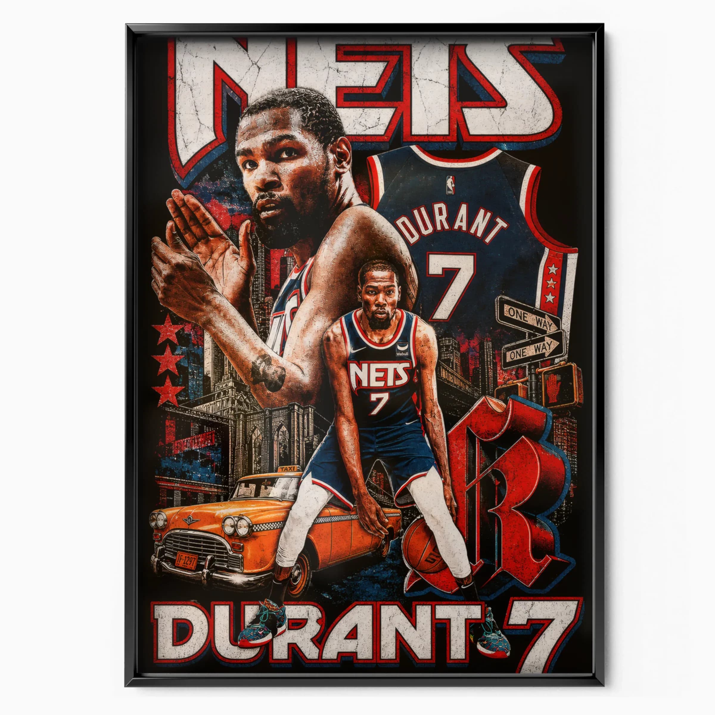 Kevin Durant Poster Nets Easy Money poster in black frame — Posters Base official poster shop