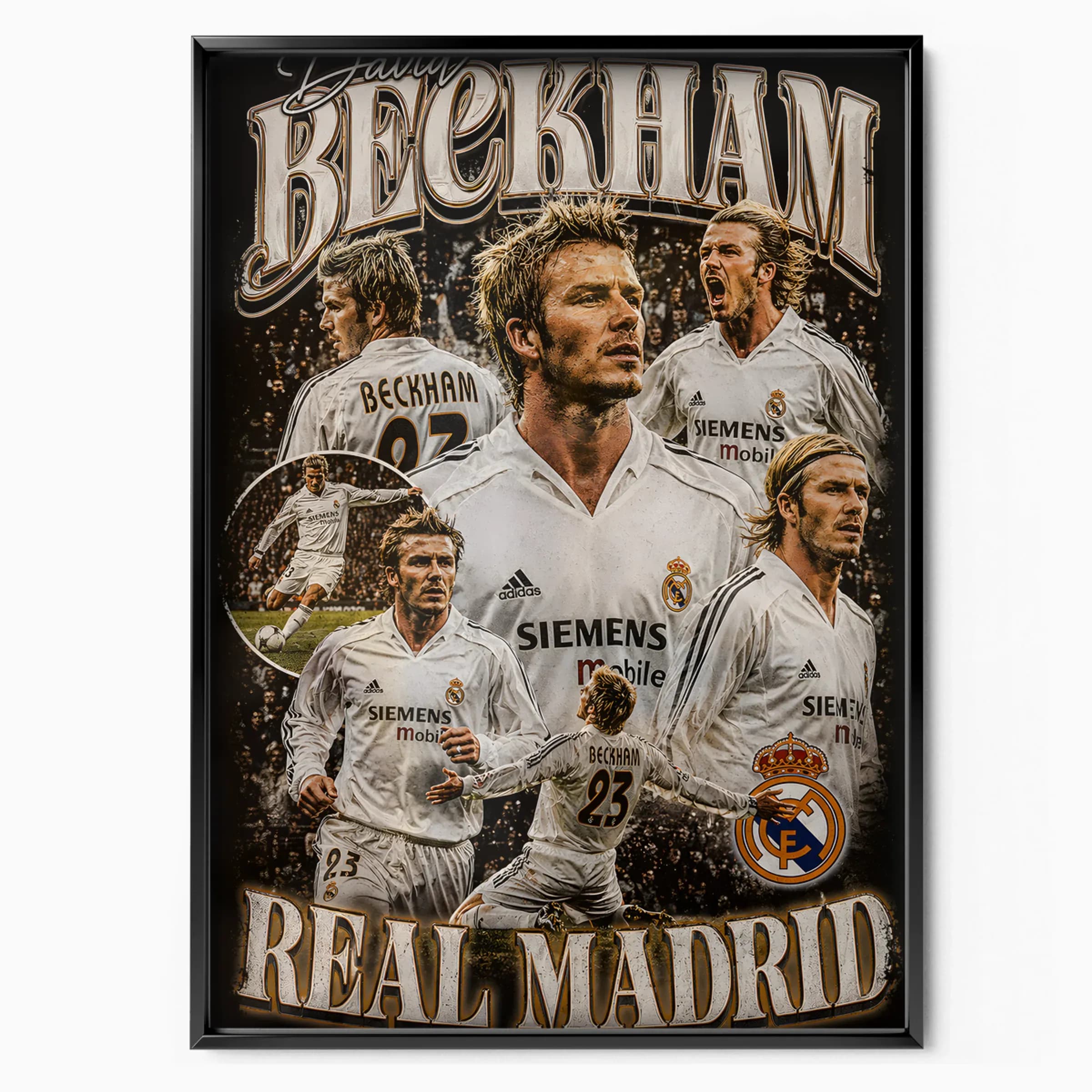 David Beckham Poster Real Madrid poster in black frame — Posters Base official poster shop