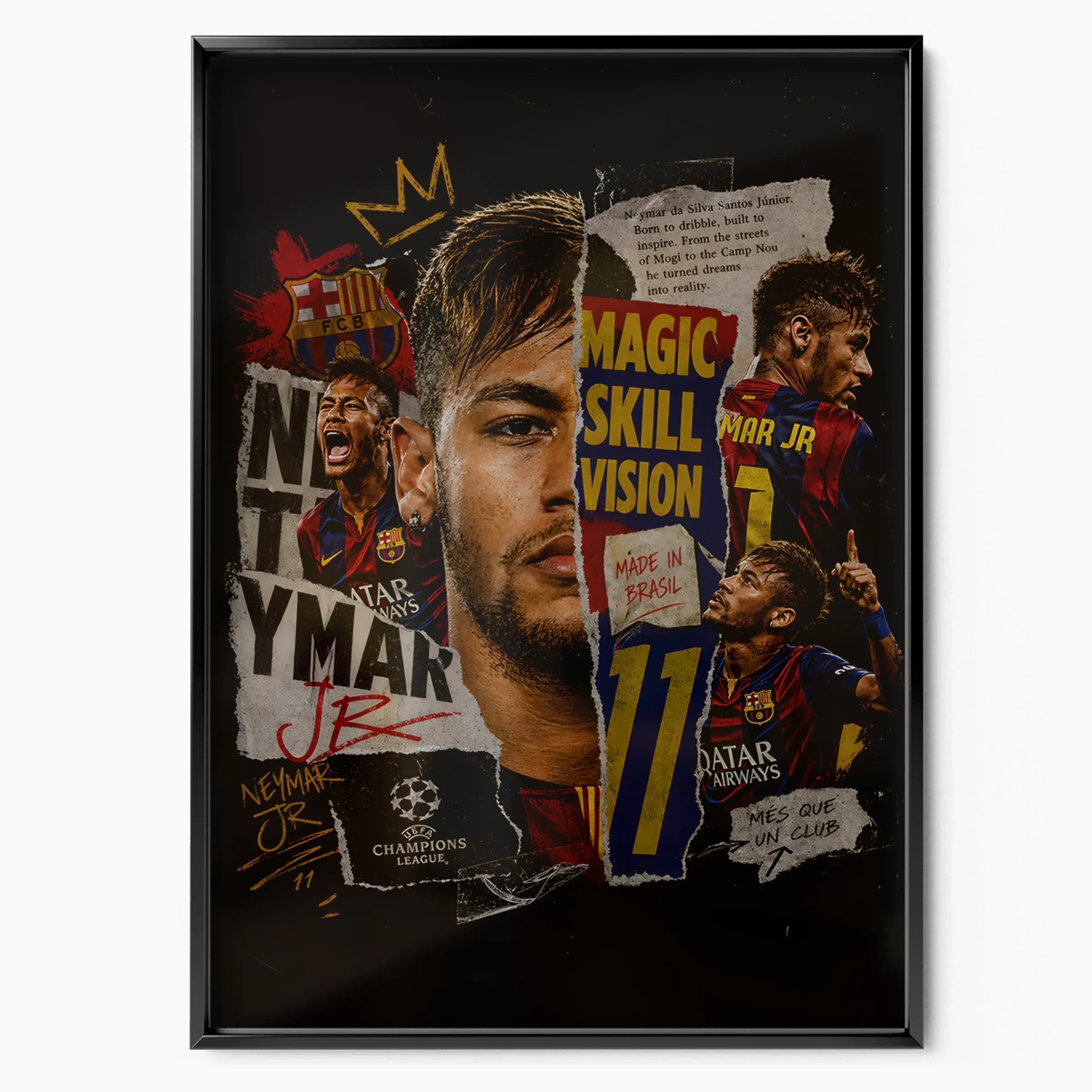 Neymar Jr Poster Magic poster in black frame — Posters Base official poster shop