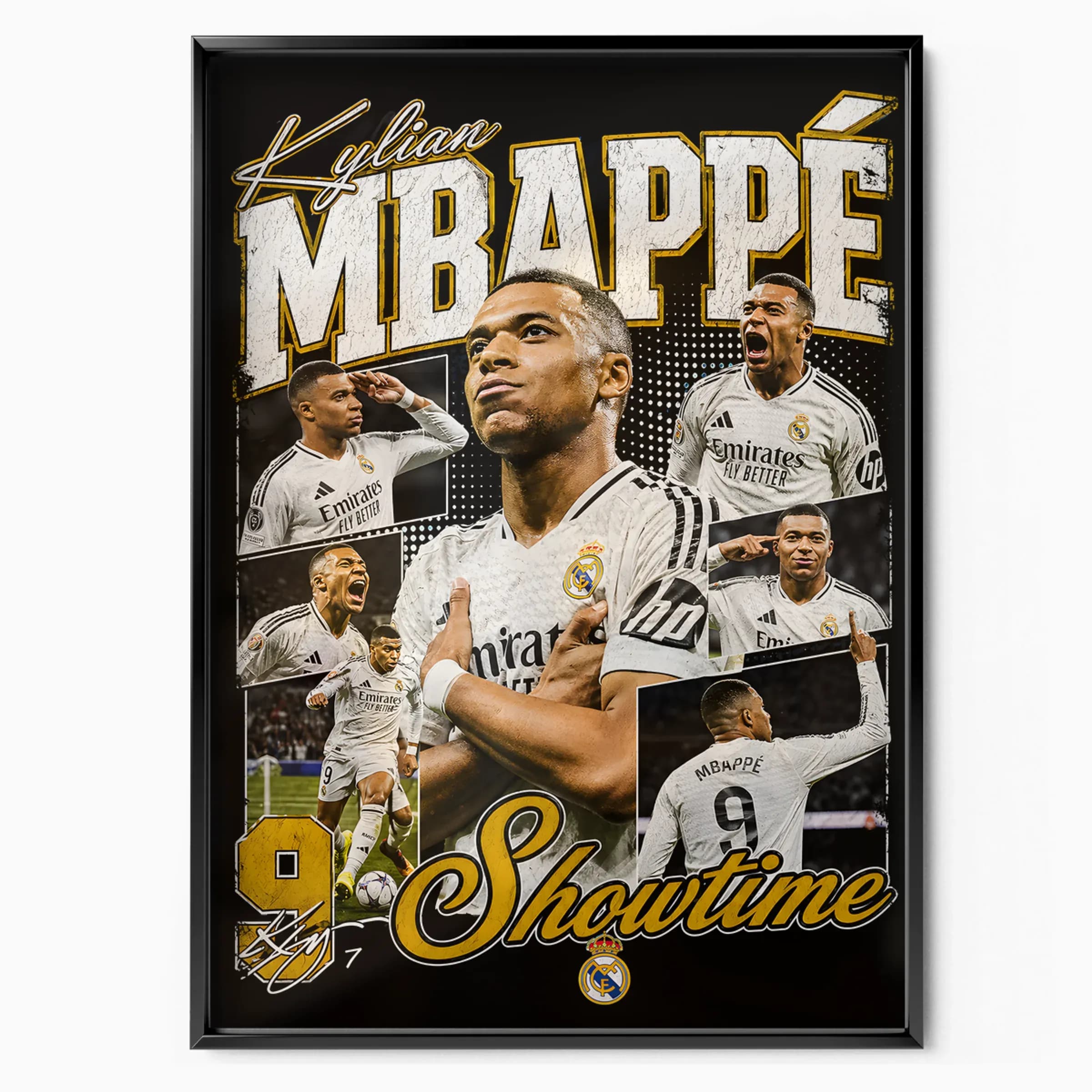 Kylian Mbappé Poster Showtime poster in black frame — Posters Base official poster shop