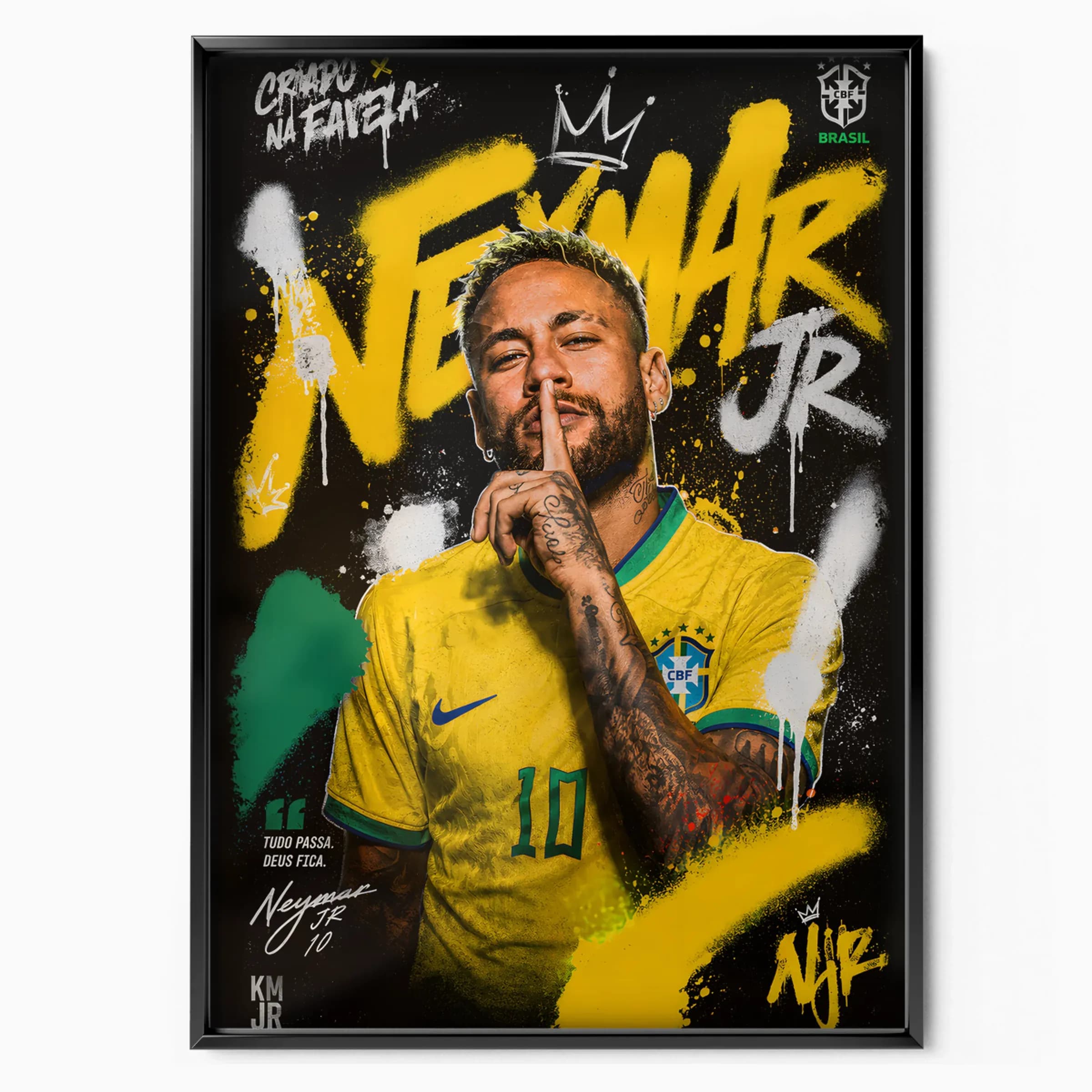 Neymar Jr Poster Brazil poster in black frame — Posters Base official poster shop