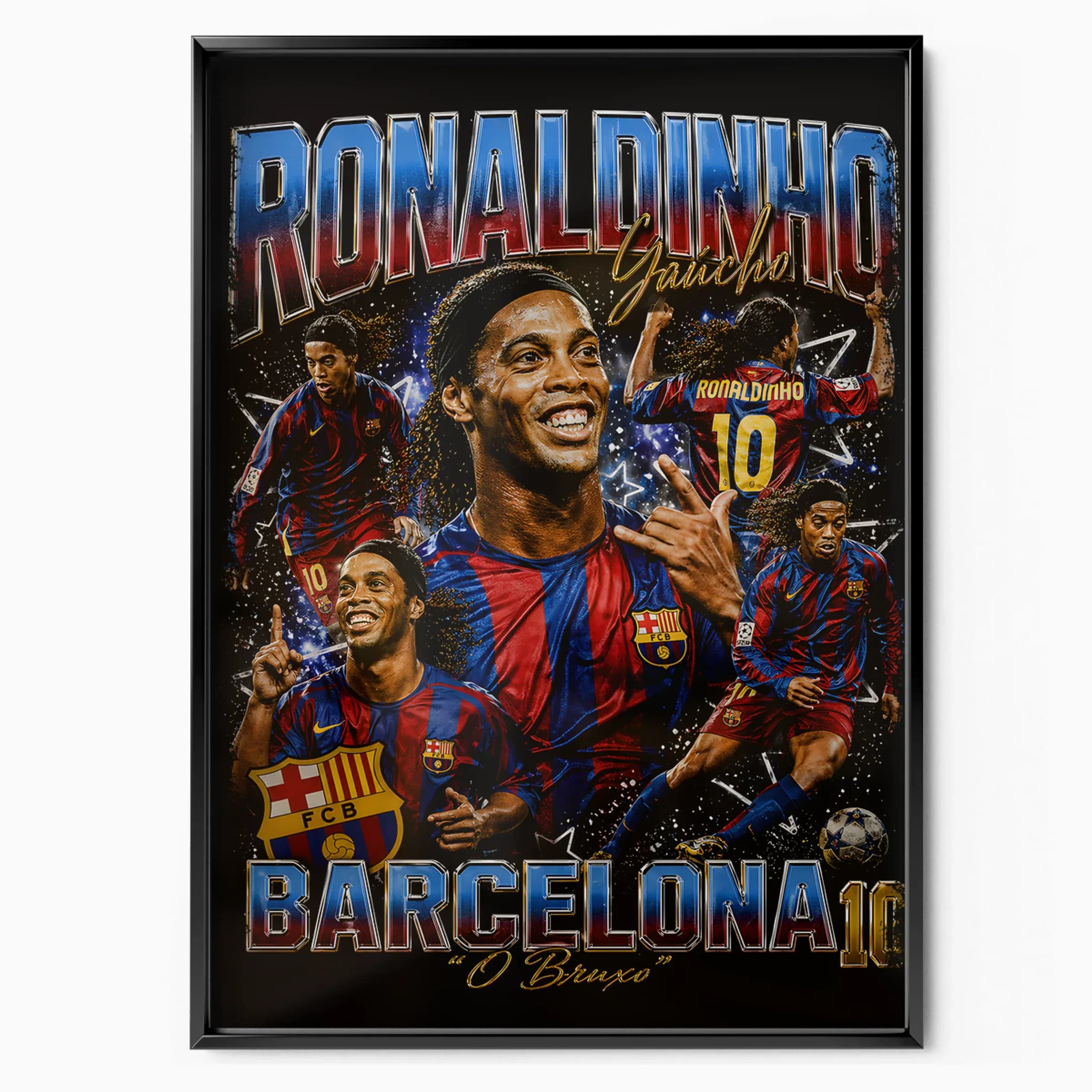 Ronaldinho Poster Gaúcho poster in black frame — Posters Base official poster shop