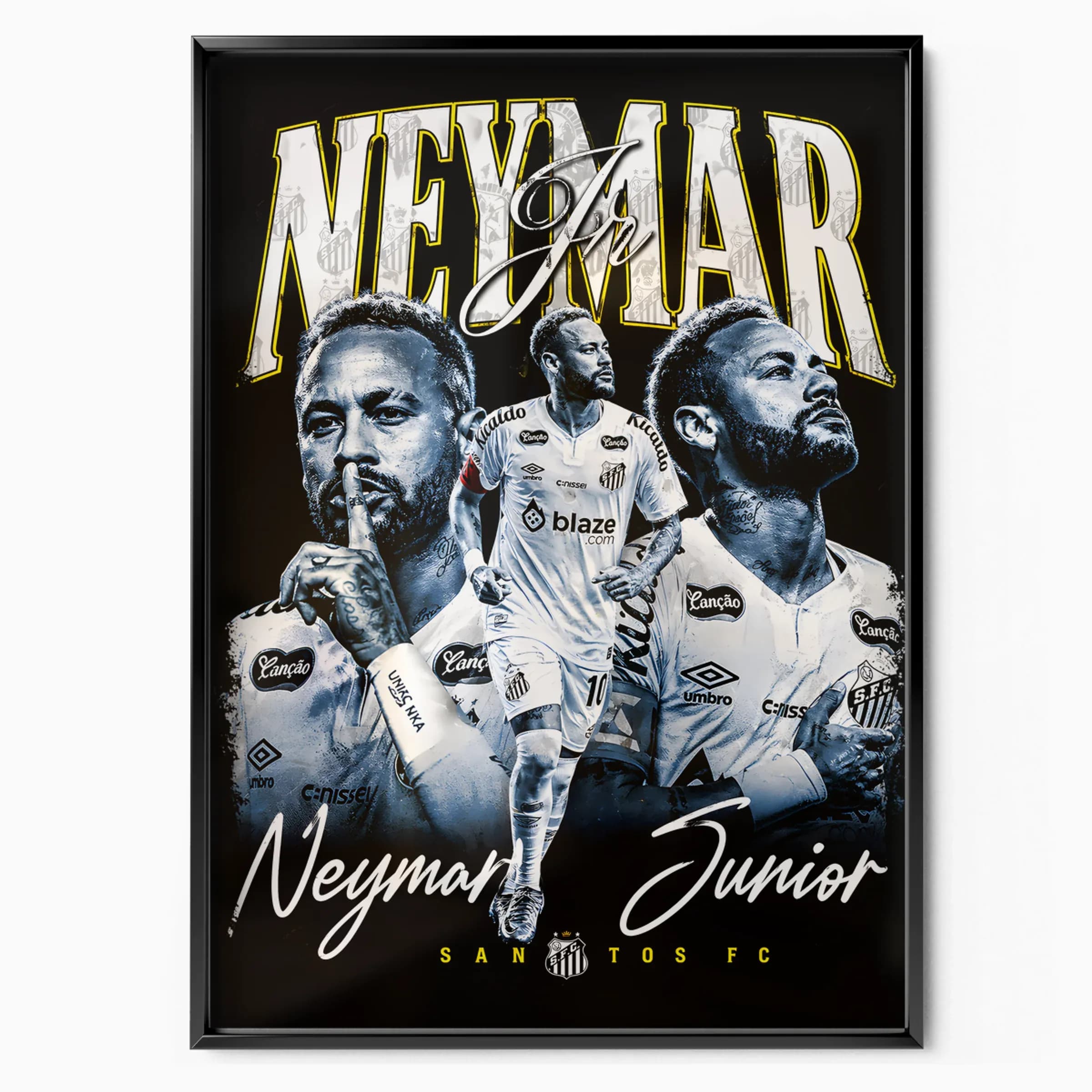 Neymar Jr Poster Santos poster in black frame — Posters Base official poster shop