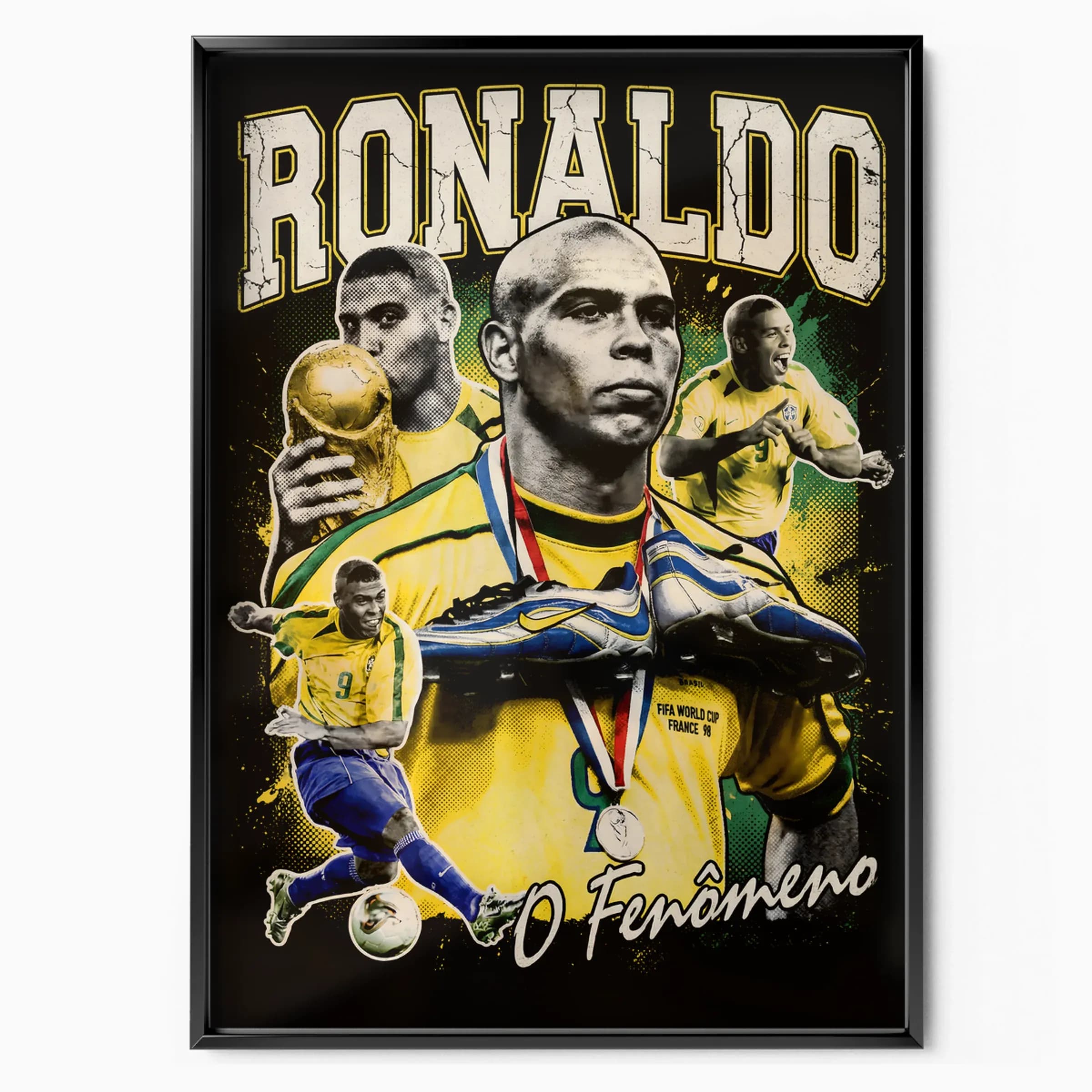 Ronaldo Nazário Poster O Fenômeno poster in black frame — Posters Base official poster shop