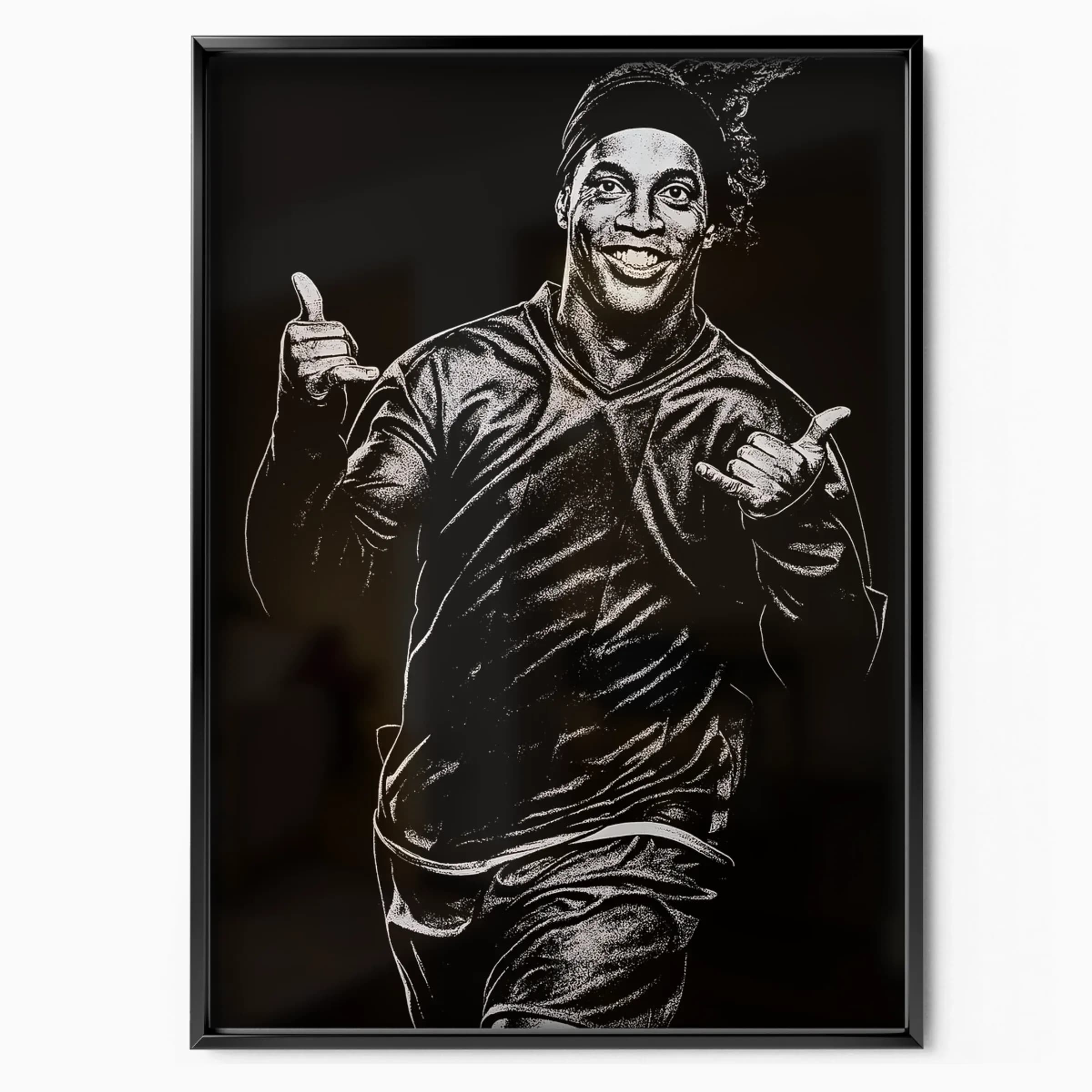 Ronaldinho Poster Portrait poster in black frame — Posters Base official poster shop