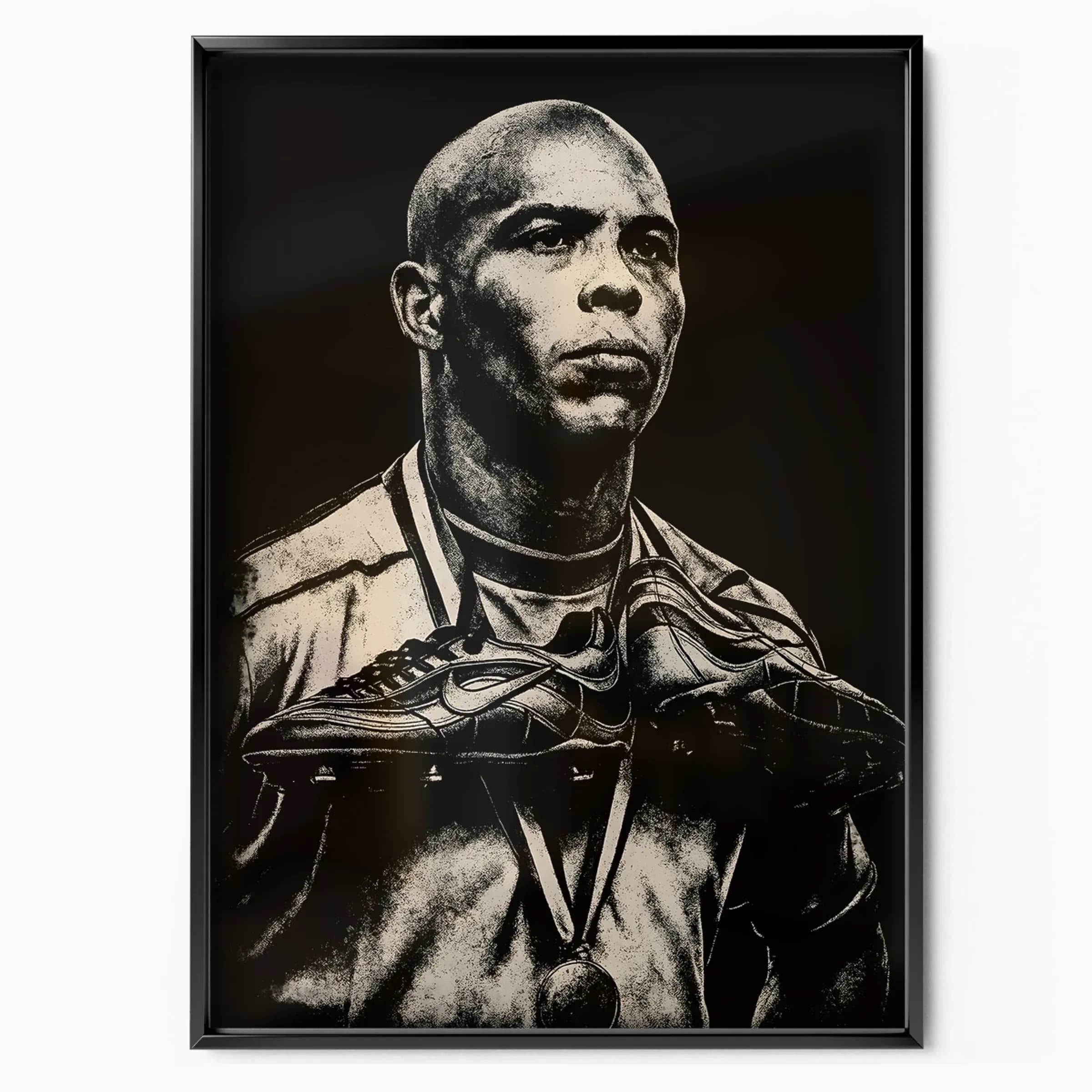 Ronaldo Nazário Poster Portrait poster in black frame — Posters Base official poster shop