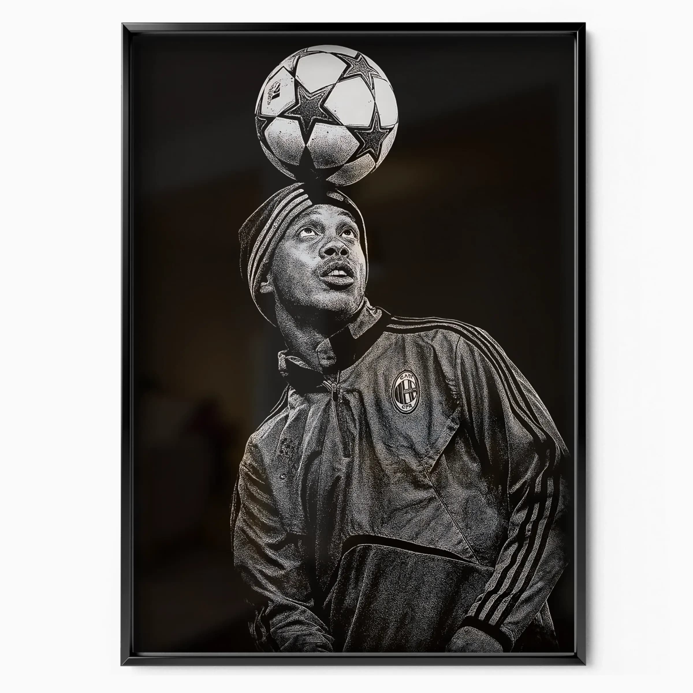 Ronaldinho Poster Milan poster in black frame — Posters Base official poster shop