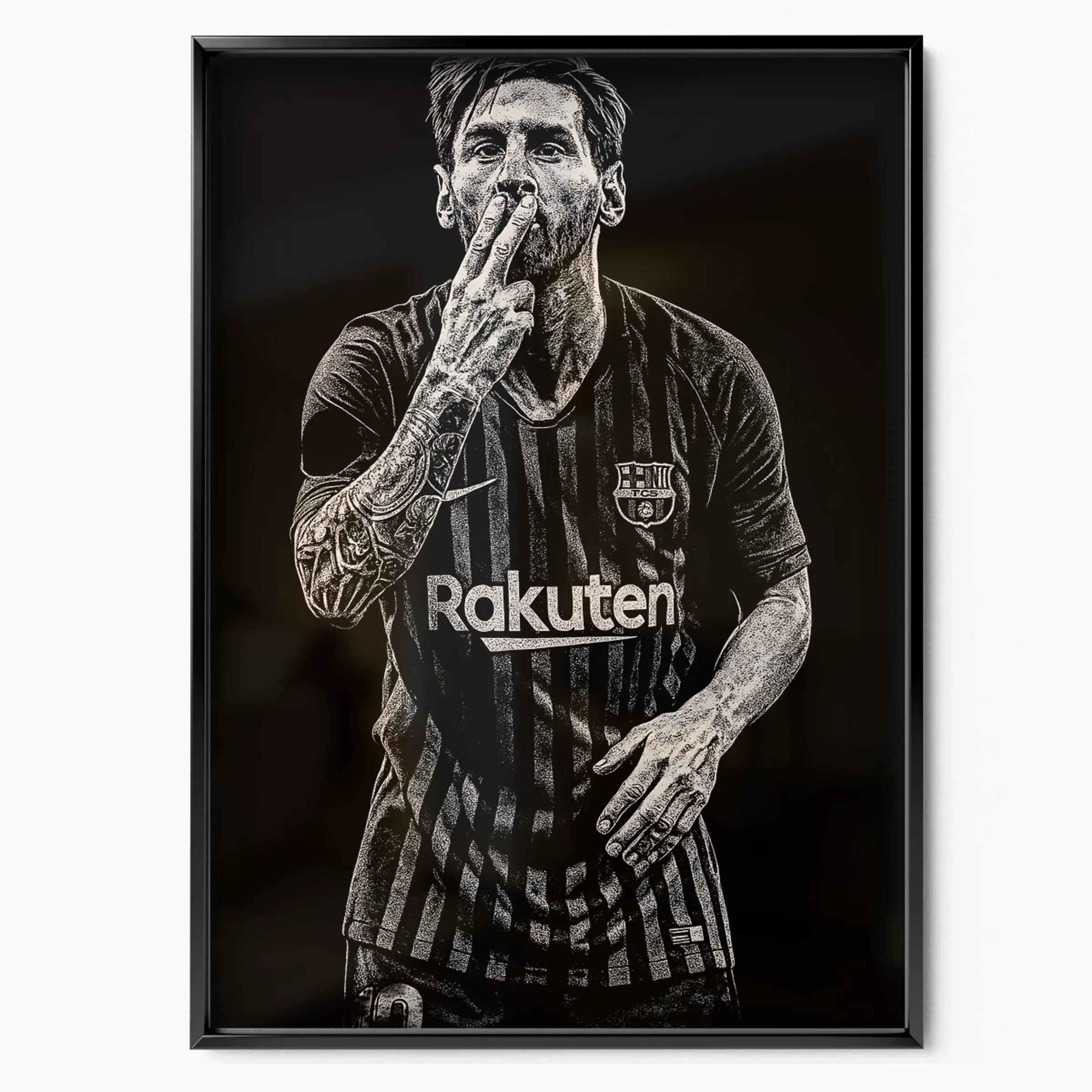Lionel Messi Poster Rakuten poster in black frame — Posters Base official poster shop