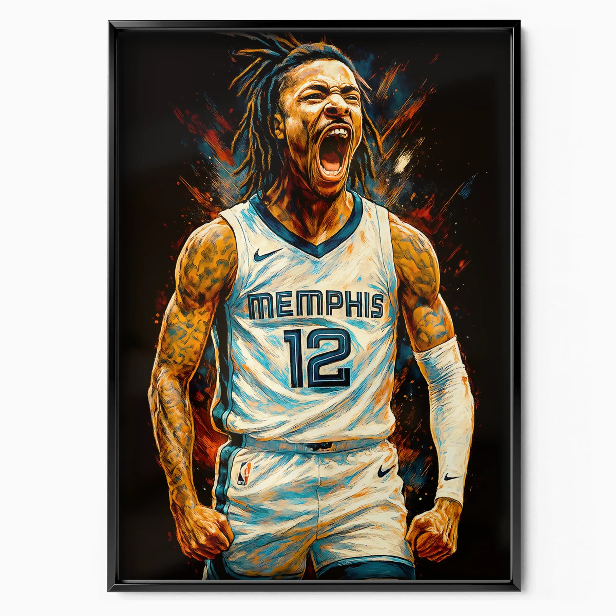 Ja Morant Poster Memphis Roar poster in black frame — Posters Base official poster shop