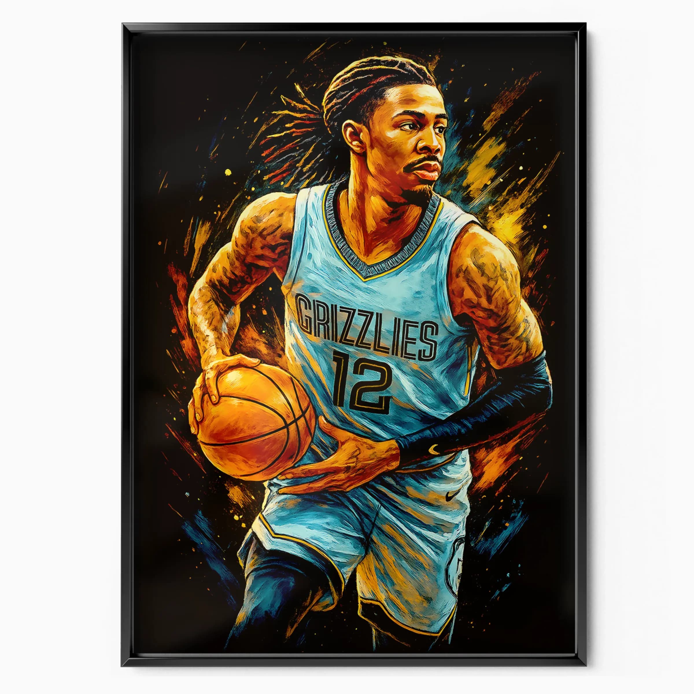 Ja Morant Poster Grizzlies 12 poster in black frame — Posters Base official poster shop