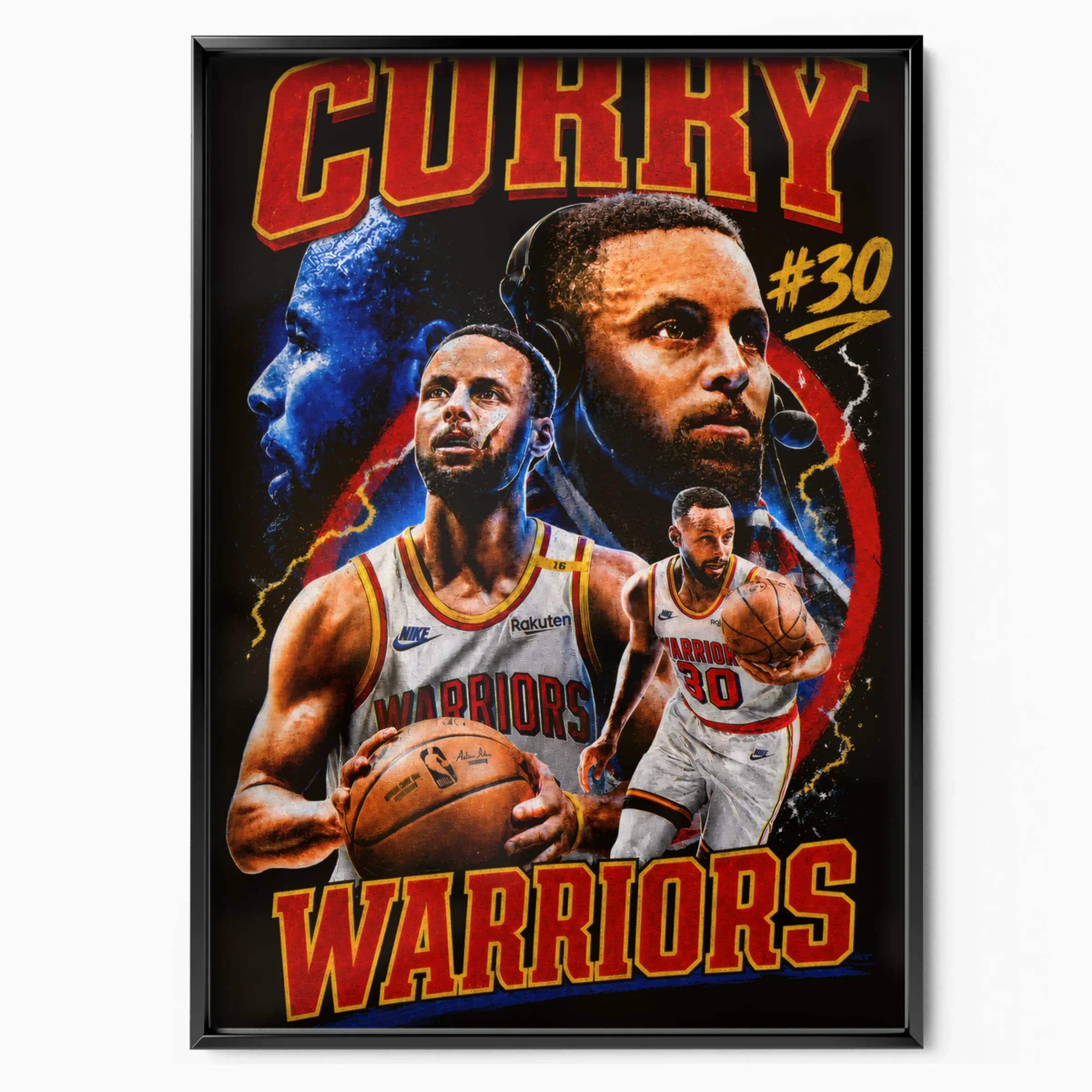 Stephen Curry Poster Warriors Bootleg poster in black frame — Posters Base official poster shop