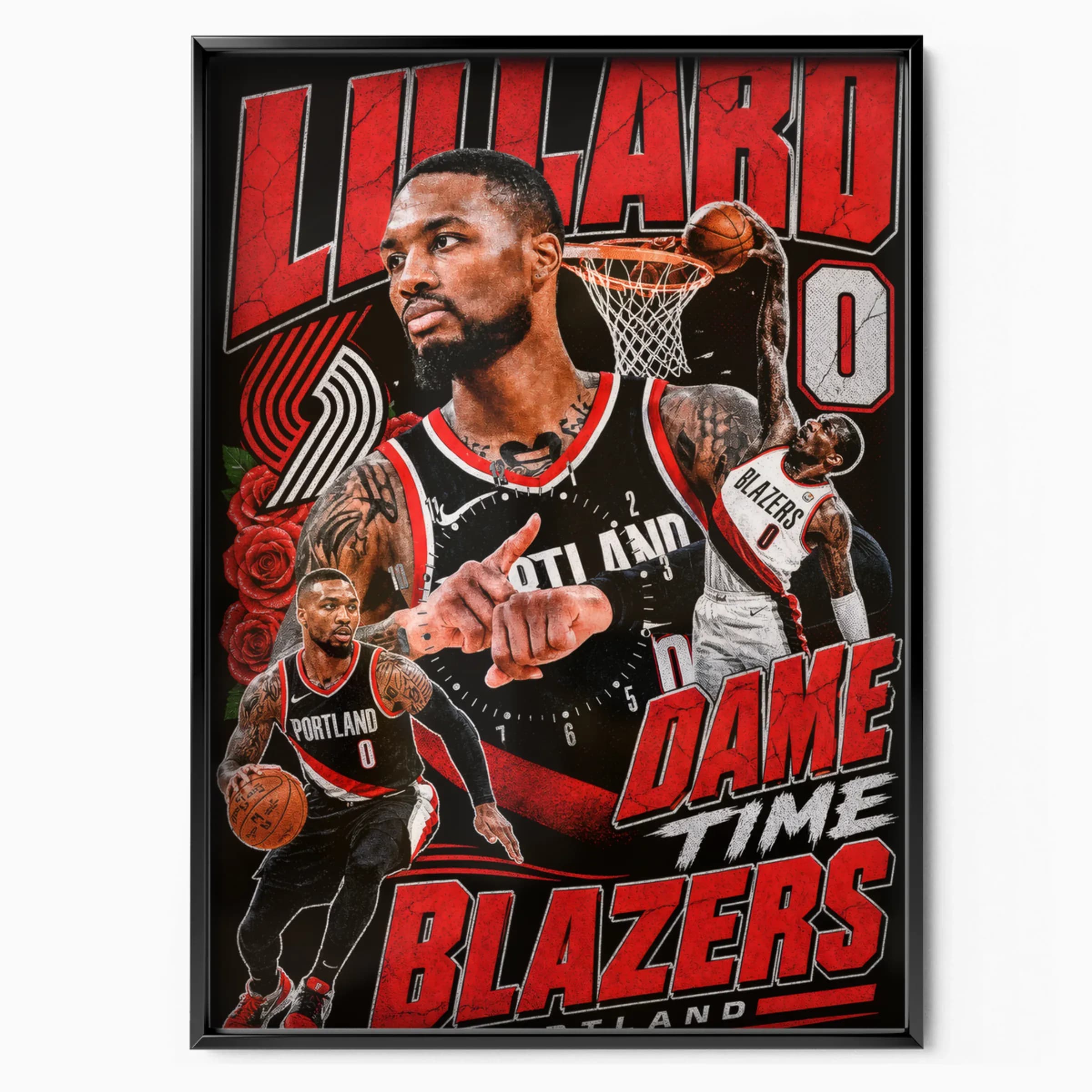 Damian Lillard Poster Dame Time poster in black frame — Posters Base official poster shop