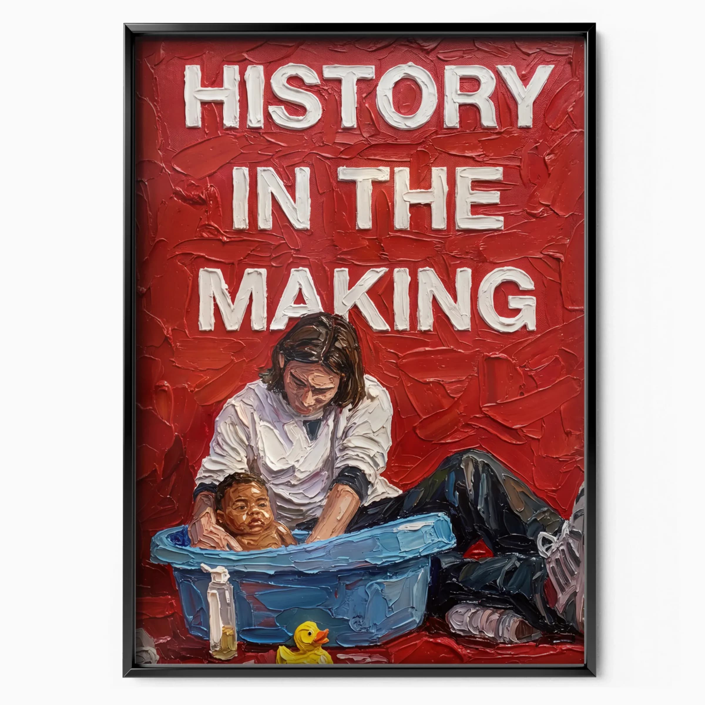 Lamine Yamal Poster History In The Making With Messi poster in black frame — Posters Base official poster shop