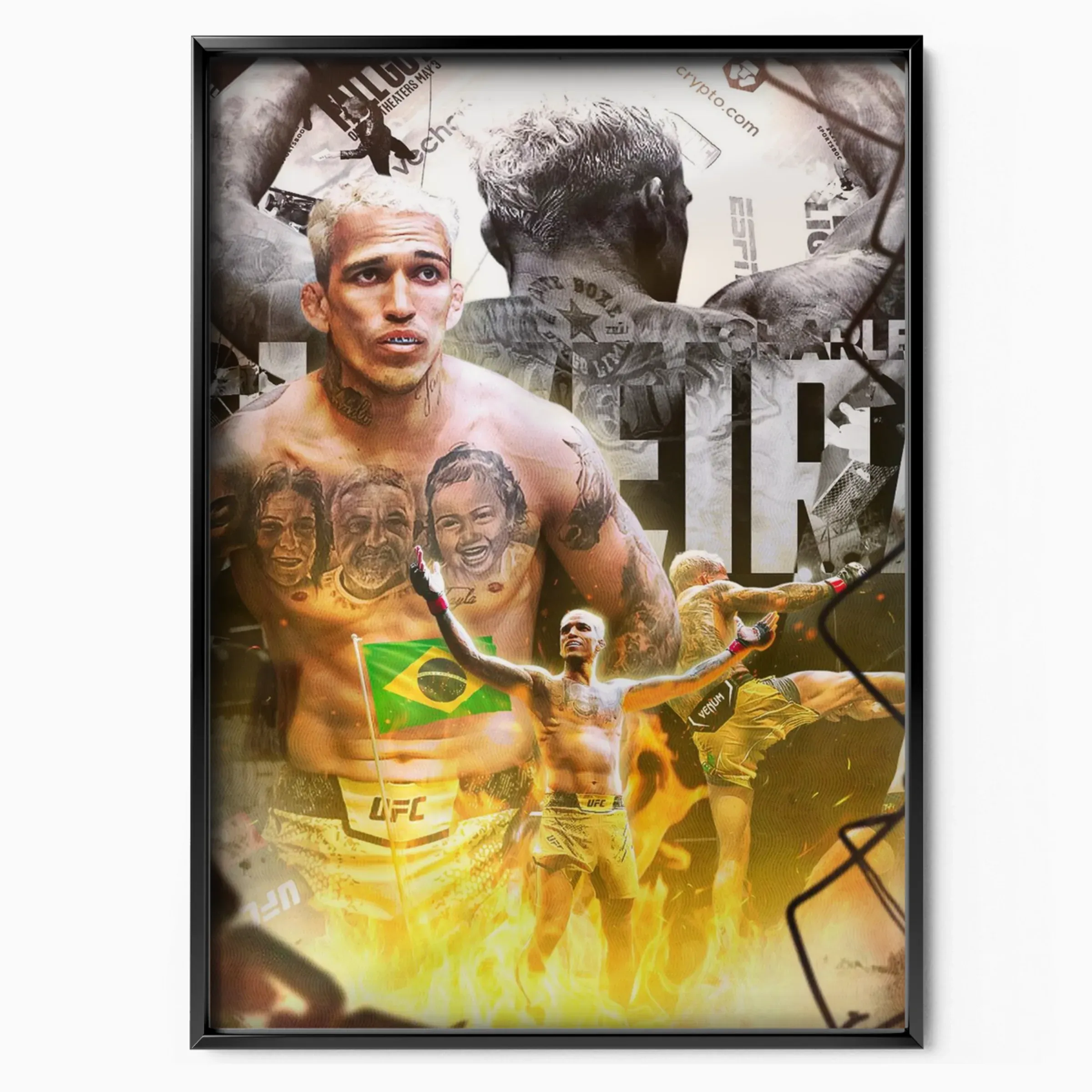 Charles Oliveira - Brazil poster in black frame