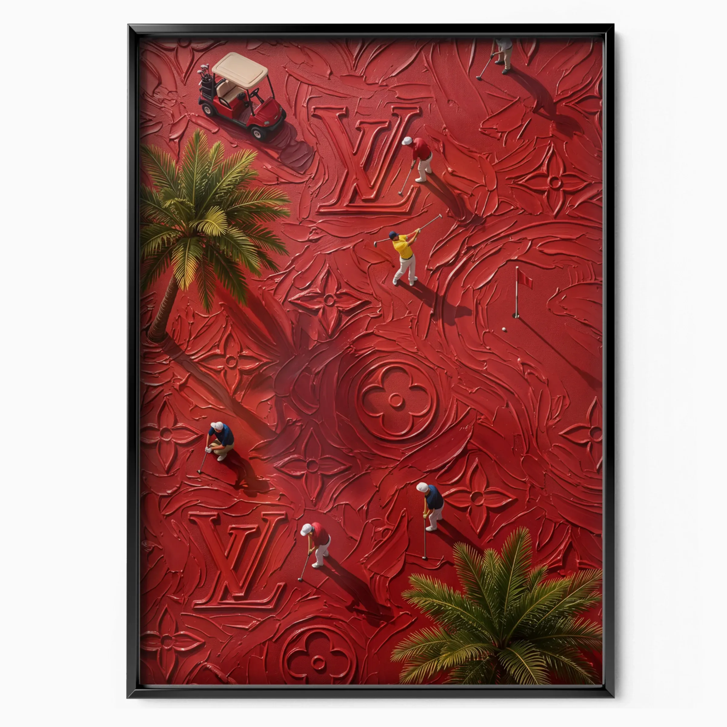 Louis Vuitton Poster Red Monogram Golf poster in black frame — Posters Base official poster shop