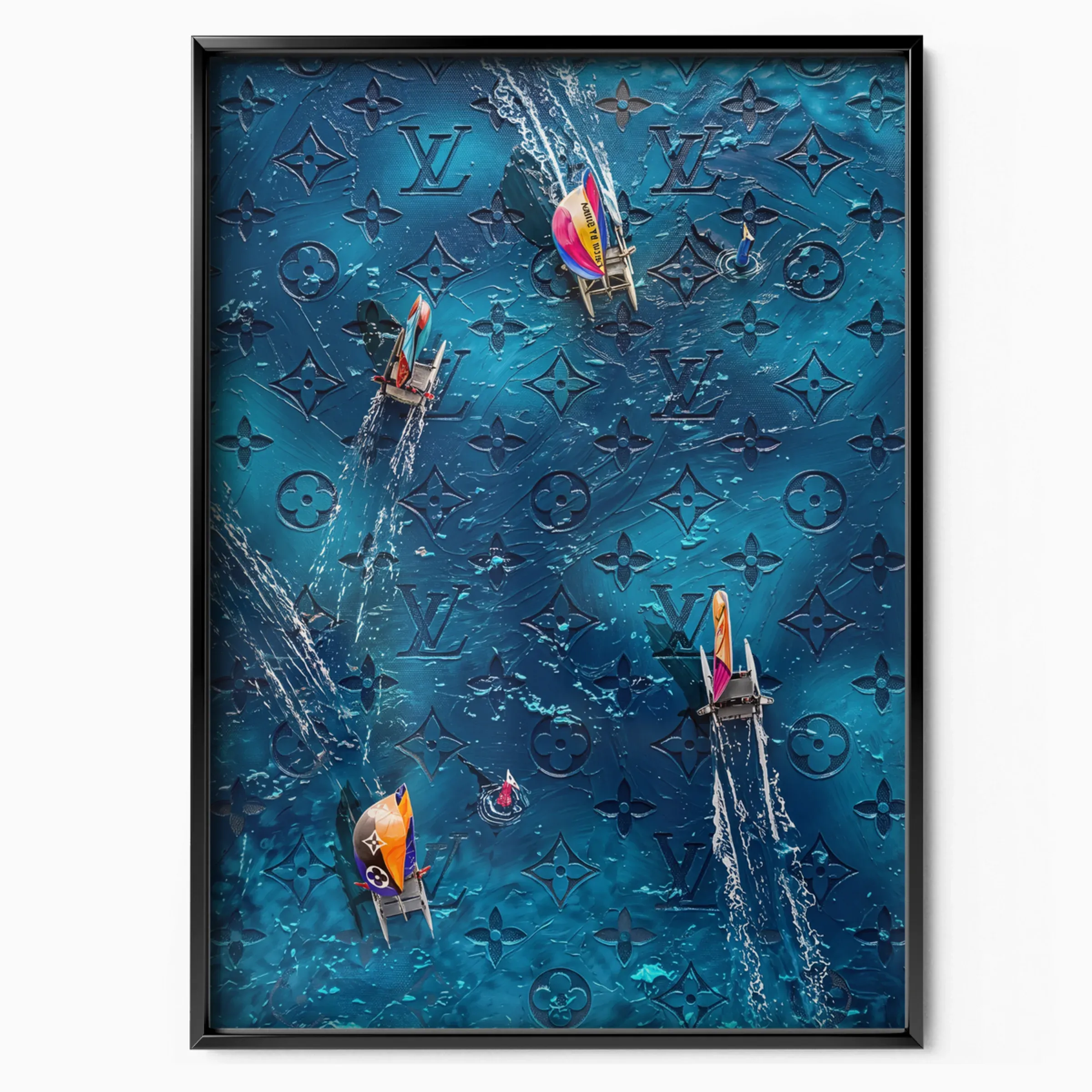 Louis Vuitton Poster Blue Monogram Sailing poster in black frame — Posters Base official poster shop