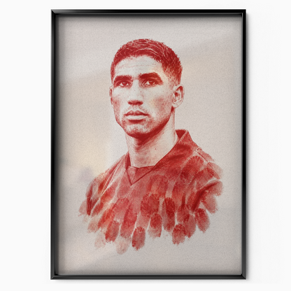 Achraf Hakimi - Red Fingerprint Poster
