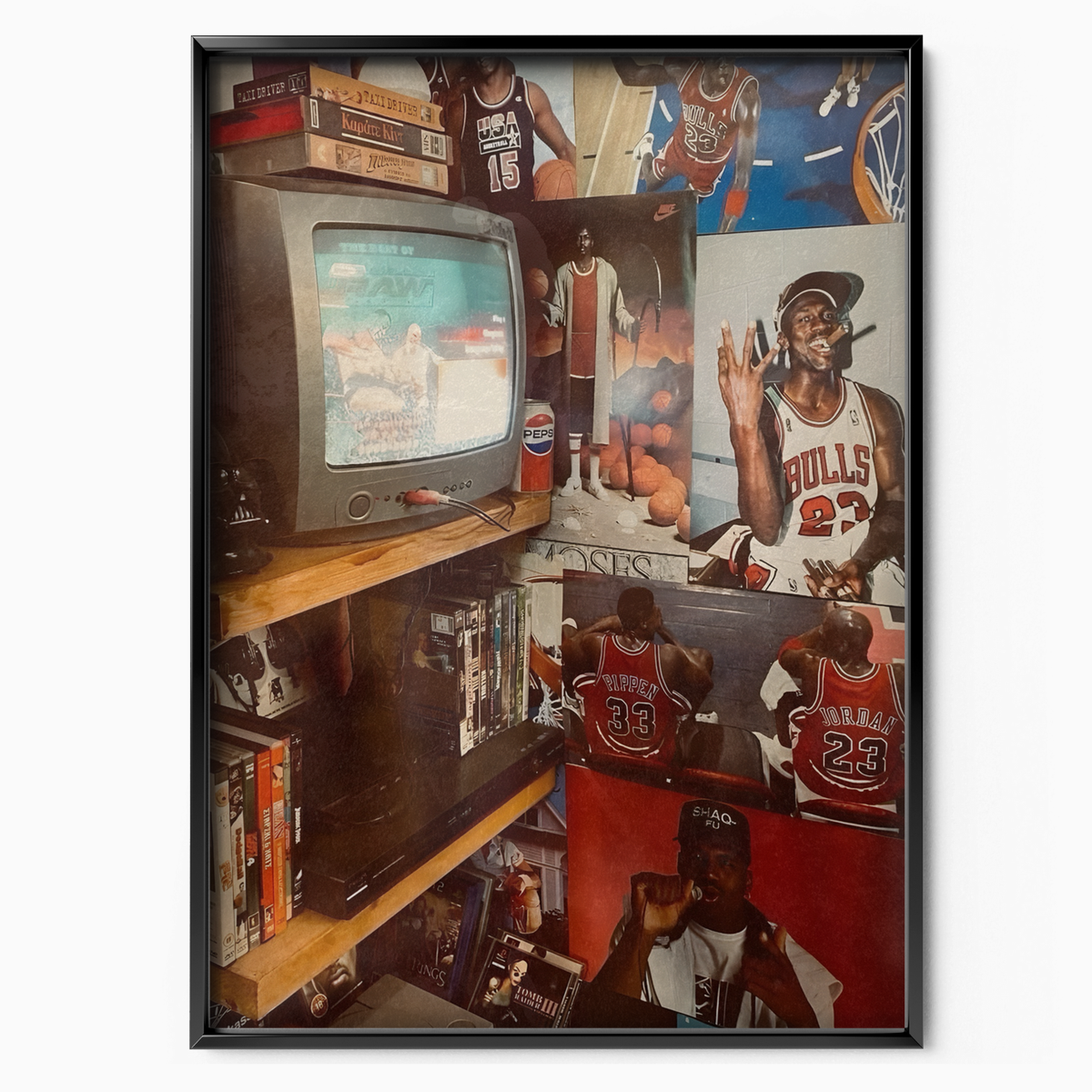 Chicago Bulls Memorabilia Room Vintage Tv _ 90s Vibes